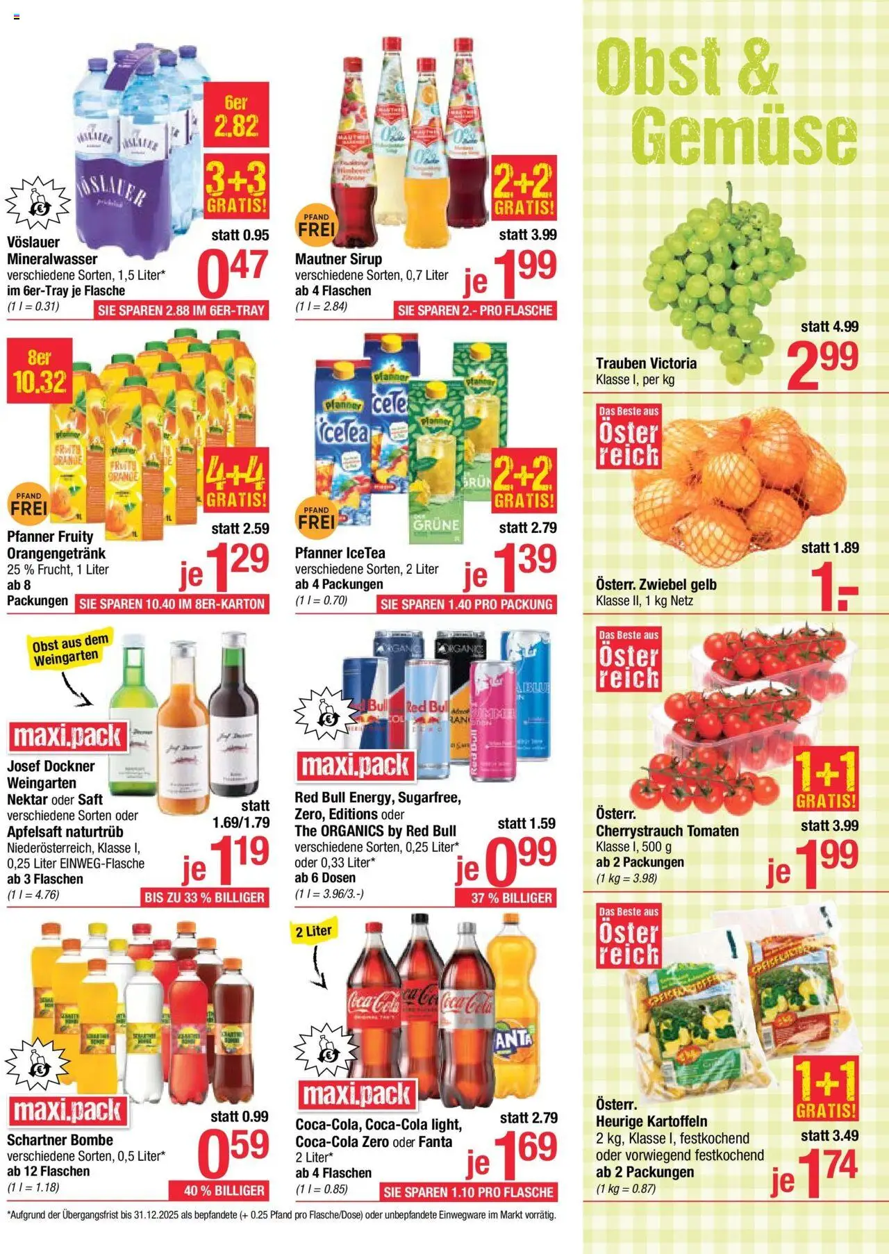 Maximarkt Flugblatt Anif, Bruck an der Großglocknerstraße gültig ab 04.08.2025 | Seite: 9 | Produkte: Kartoffeln, Obst, Planche de surf, Saft