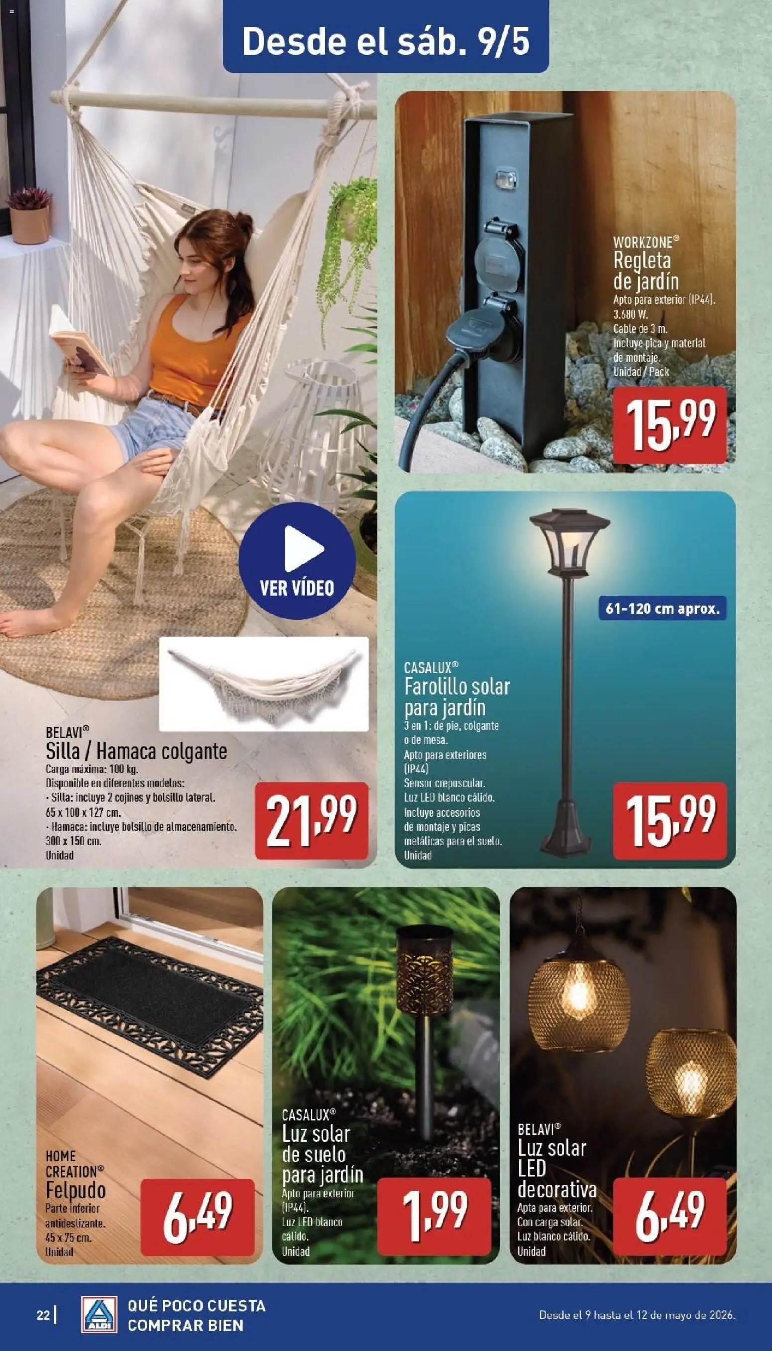 Aldi folleto Baleares │ válido desde el 04.05.2026 | Página: 22 | Productos: Video, Cable, Silla, Felpudo