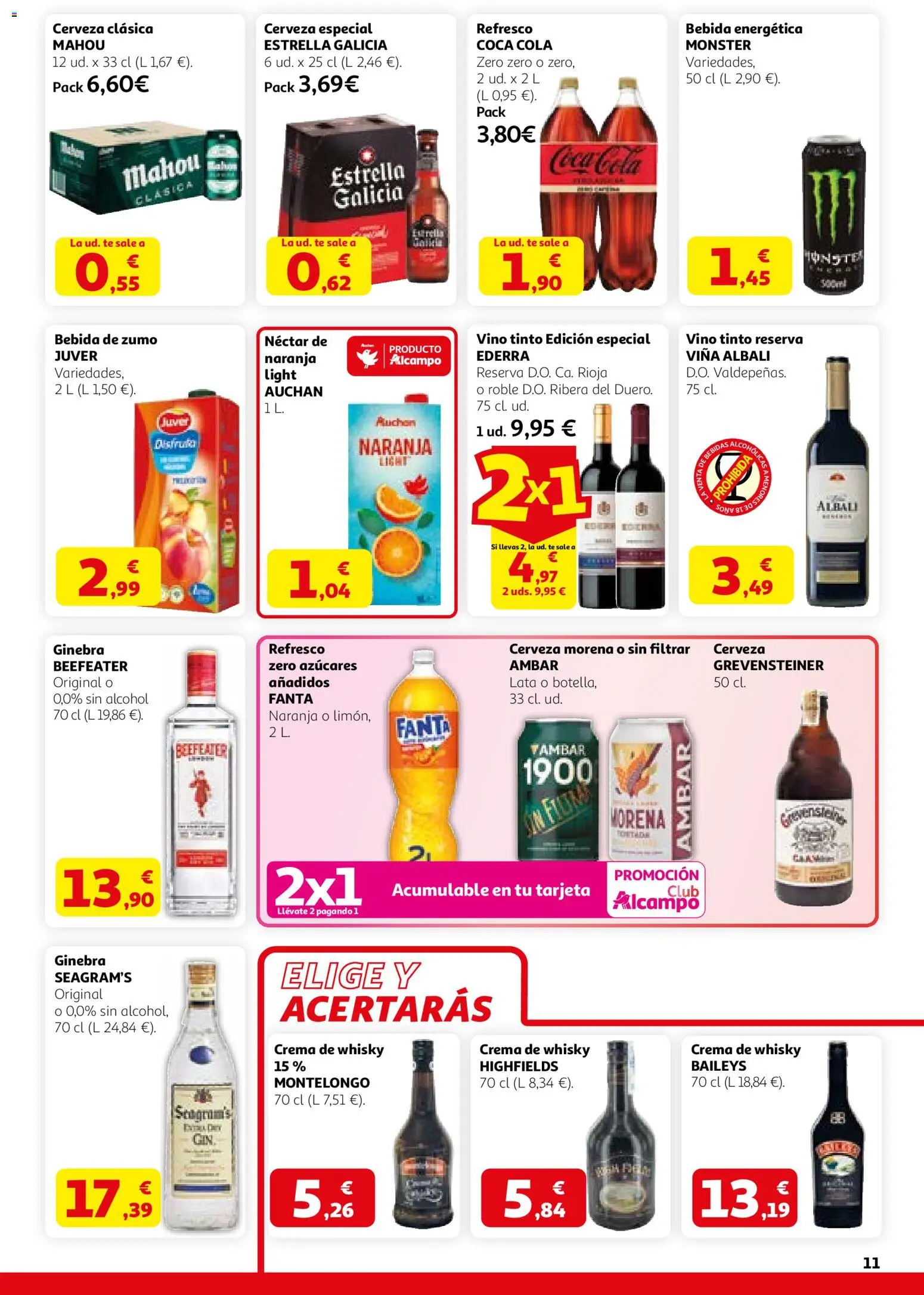 Alcampo folleto │ válido desde el 12.03.2026 | Página: 11 | Productos: Vino, Cerveza, Crema, Té