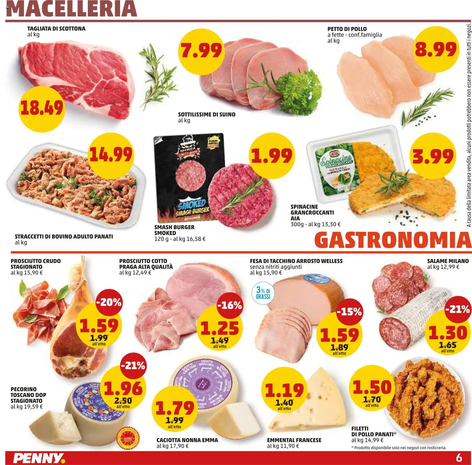 Volantino PENNY del 09.04.2026 | Pagina: 6 | Prodotti: Bovino, Prosciutto Crudo, Tacchino, Pecorino