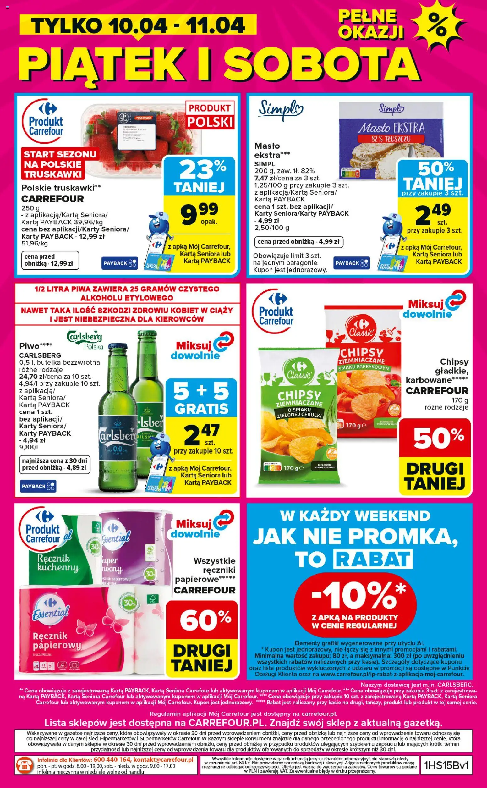 Carrefour gazetka - Weekend okazji od 09.04.2026 | Strona: 8 | Produkty: Karta, Chipsy, Masło, Piwo