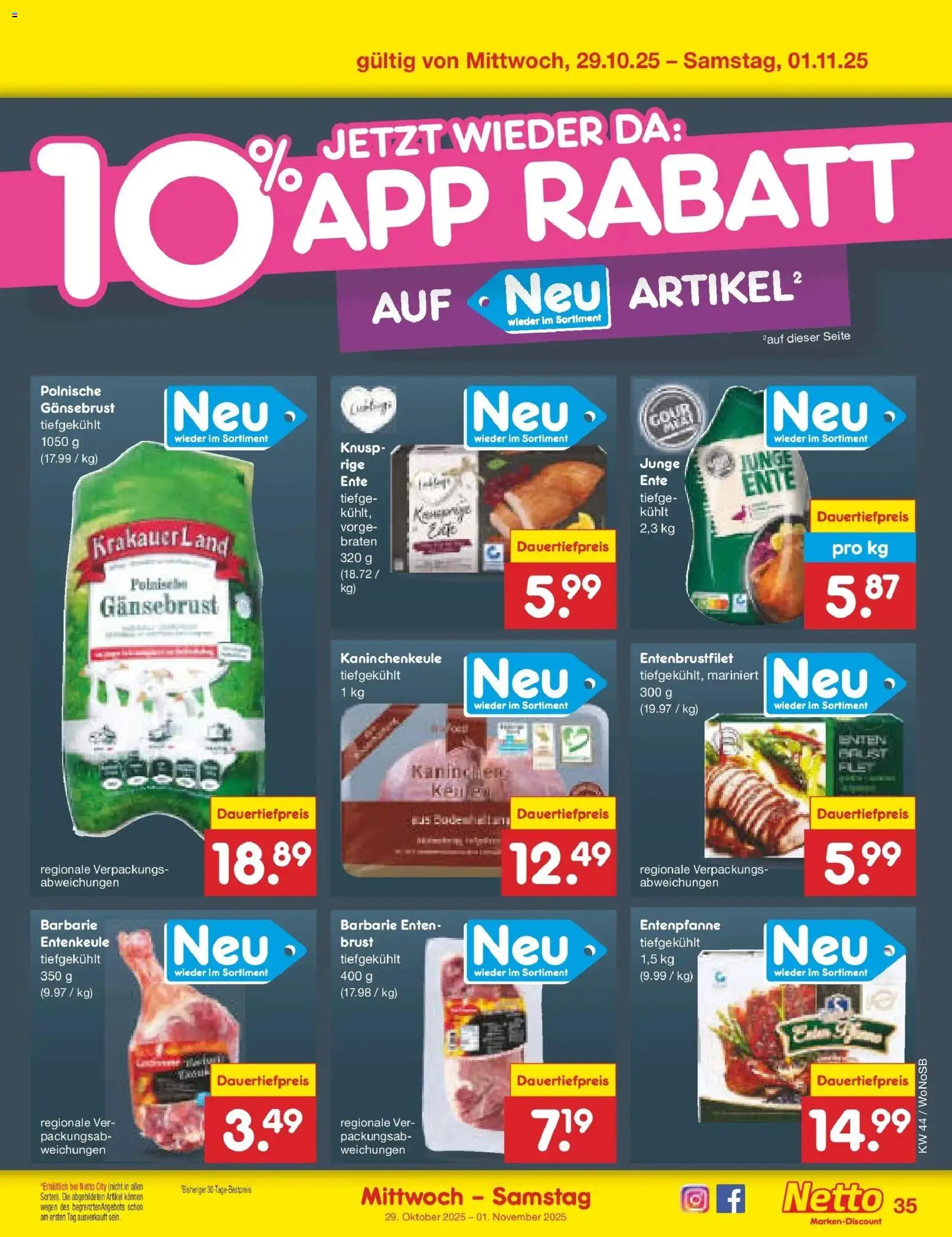 Netto Marken-Discount prospekt Pirna	 – gültig ab 27.10.2025 | Seite: 39 | Produkte: Kaninchen, Ente