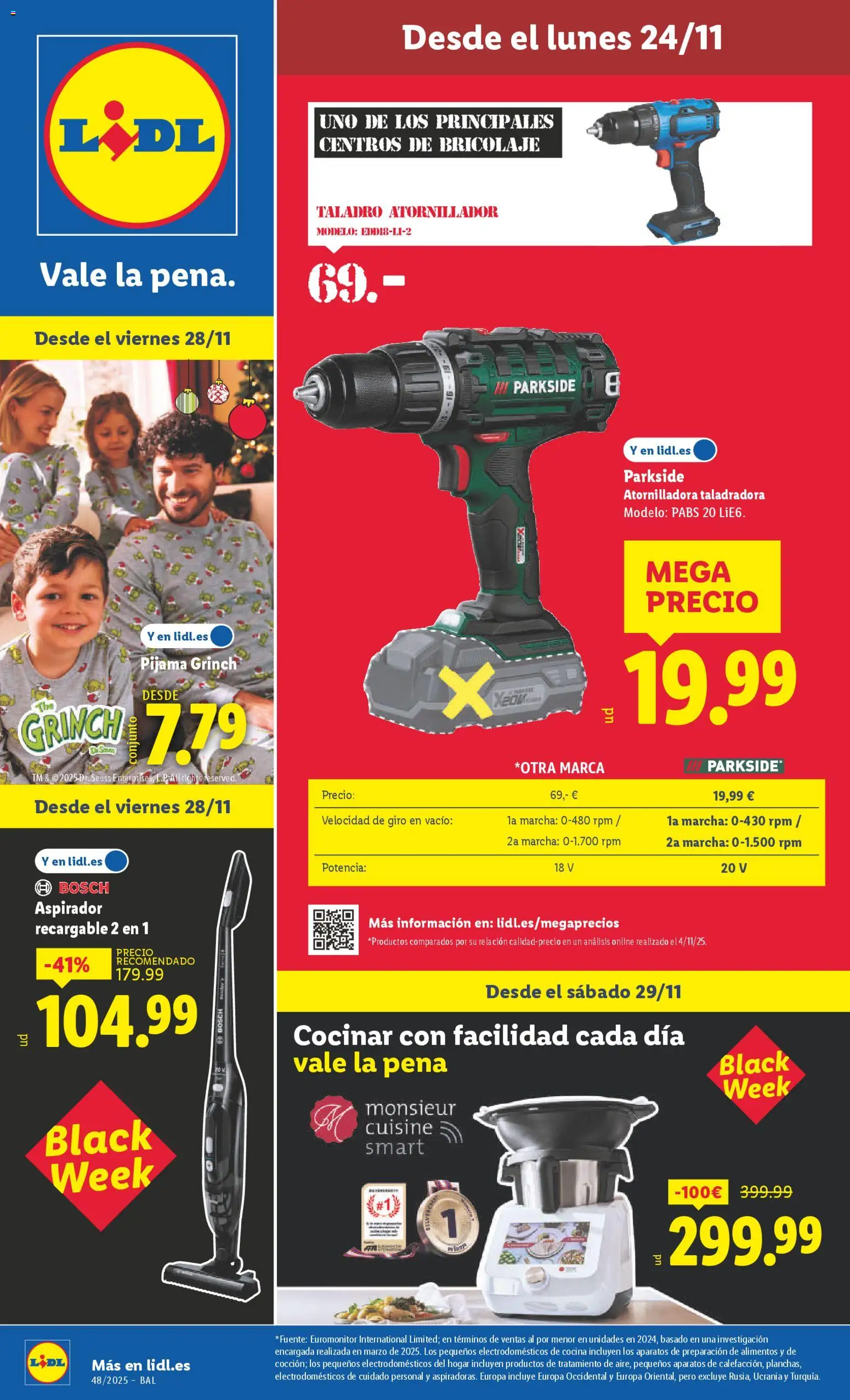 Lidl - Black Friday │ válido desde el 24.11.2025 | Página: 1 | Productos: Pijama, Cocina, Aspirador, Κούβα