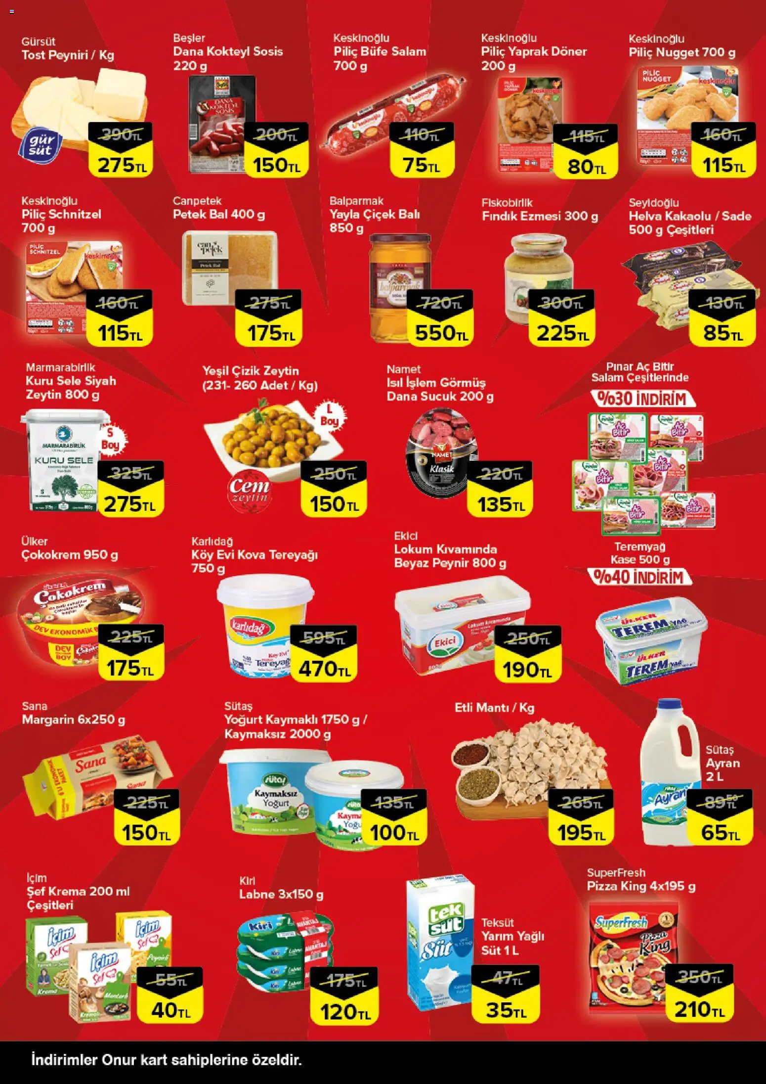 Onur Market Katalog - Trakya - 09.04.2026 tarihinden itibaren geçerlidir | Sayfa: 2 | Ürünler: Pizza, Fındık, Krema, Zeytin