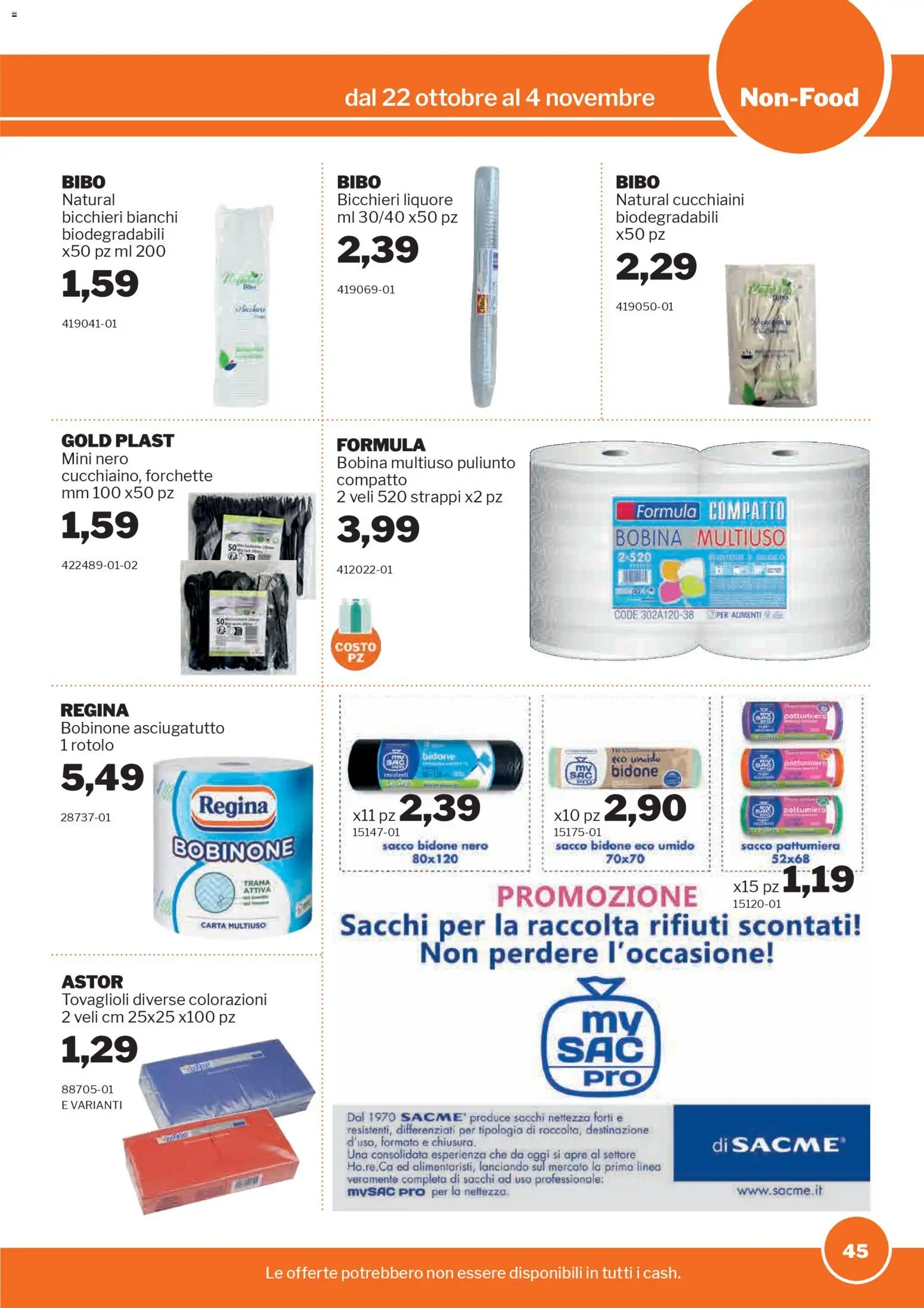 Volantino Sogegross del 22.10.2025 | Pagina: 45 | Prodotti: Pattumiera, Asciugatutto, Liquore