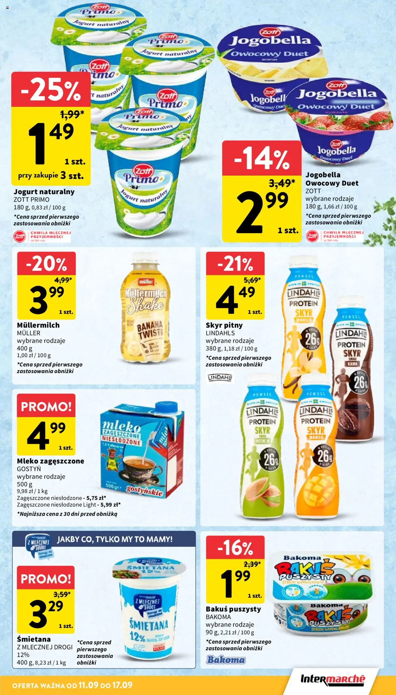 Intermarche Gazetka od 11.09.2025 | Strona: 23 | Produkty: Jogurt naturalny, Mleko, Jogurt, Skyr