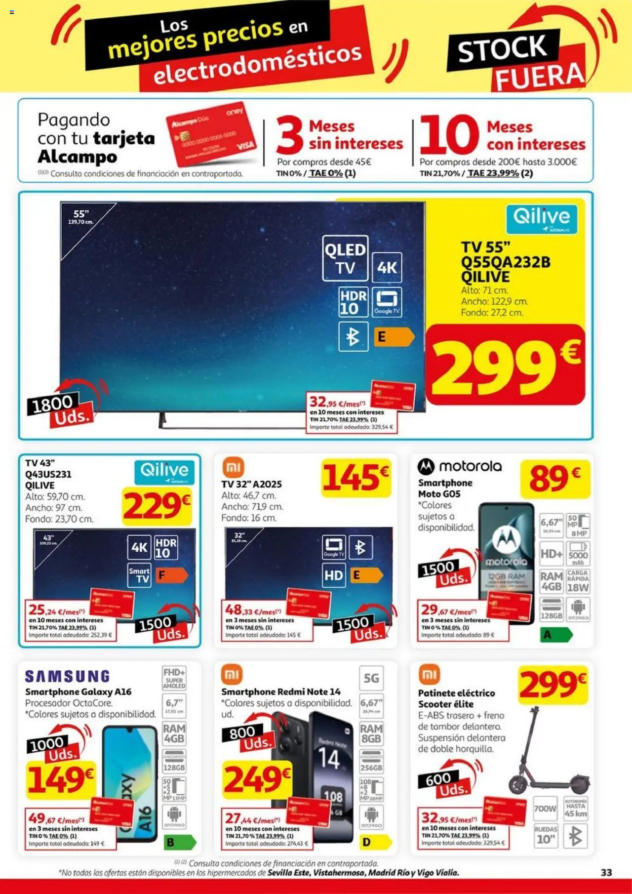 Alcampo - HG Madrid Unificado │ válido desde el 11.09.2025 | Página: 33 | Productos: Patinete, Smartphone, Vela, Ελιές