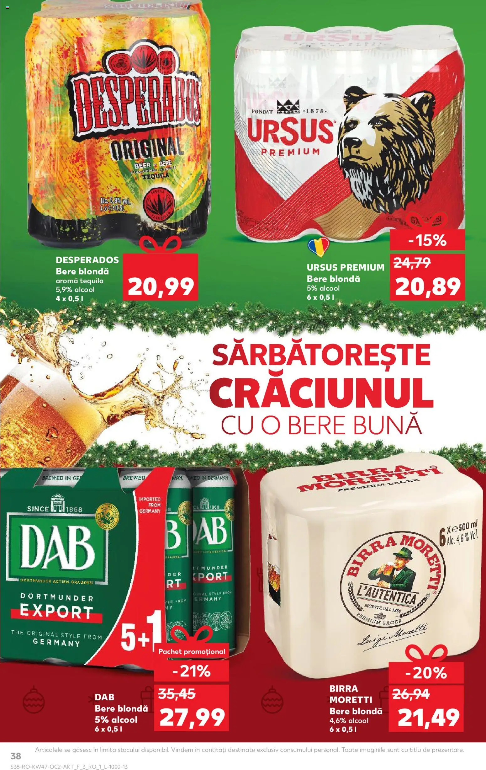 Kaufland RO akciós ujság - amely érvényes a következő dátumtól: 19.11.2025 | Oldal: 38 | Termékek: Tequila
