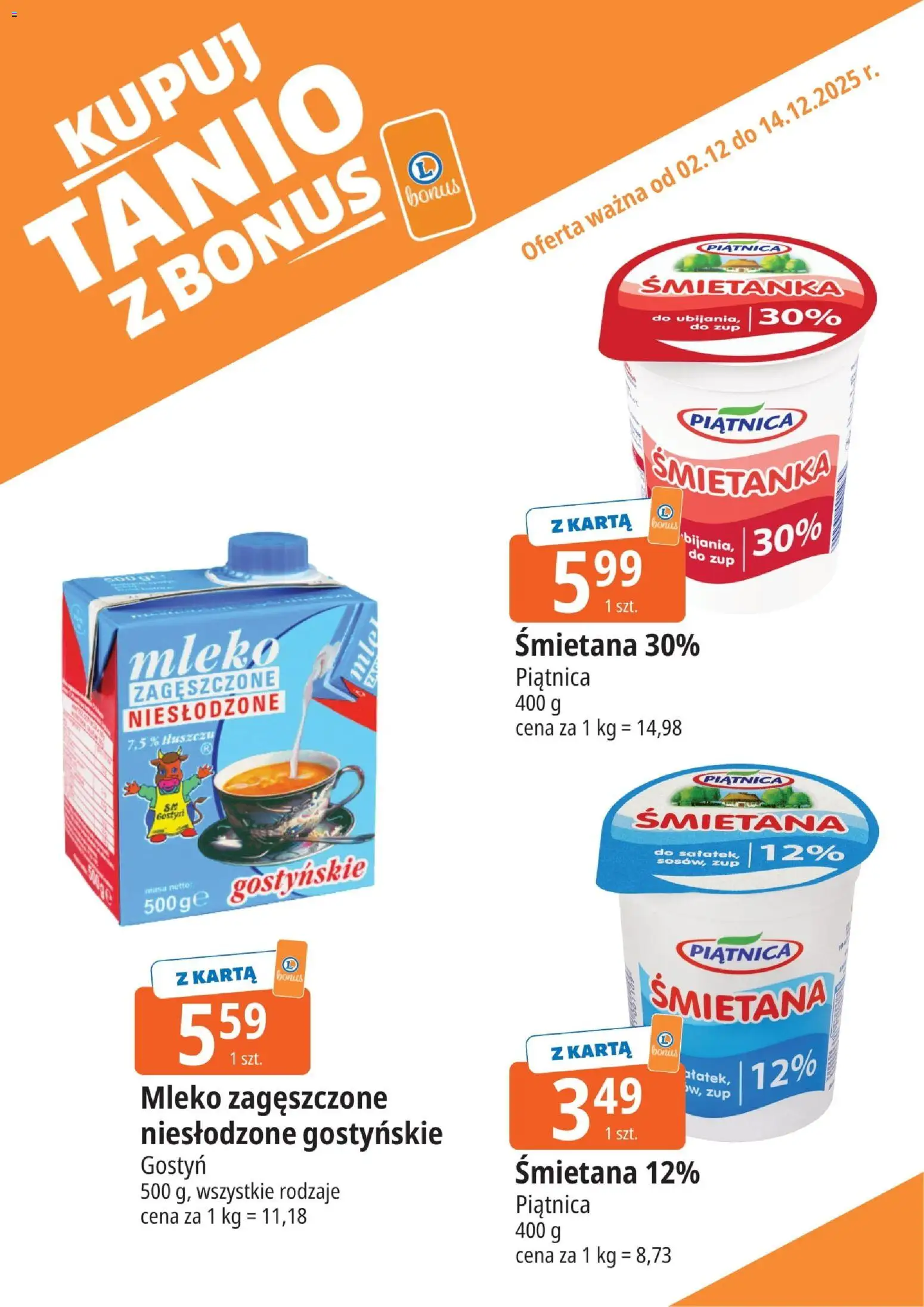 E.Leclerc Gazetka - Elbląg kupony dodatkowe od 02.12.2025 | Strona: 4 | Produkty: Karta, Mleko, Śmietana