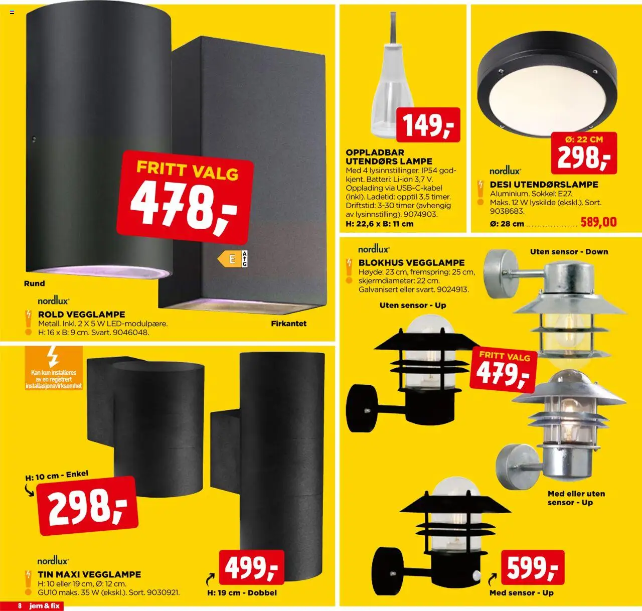  | Side: 8 | Produkter: Vegglampe, Batteri, Lampe