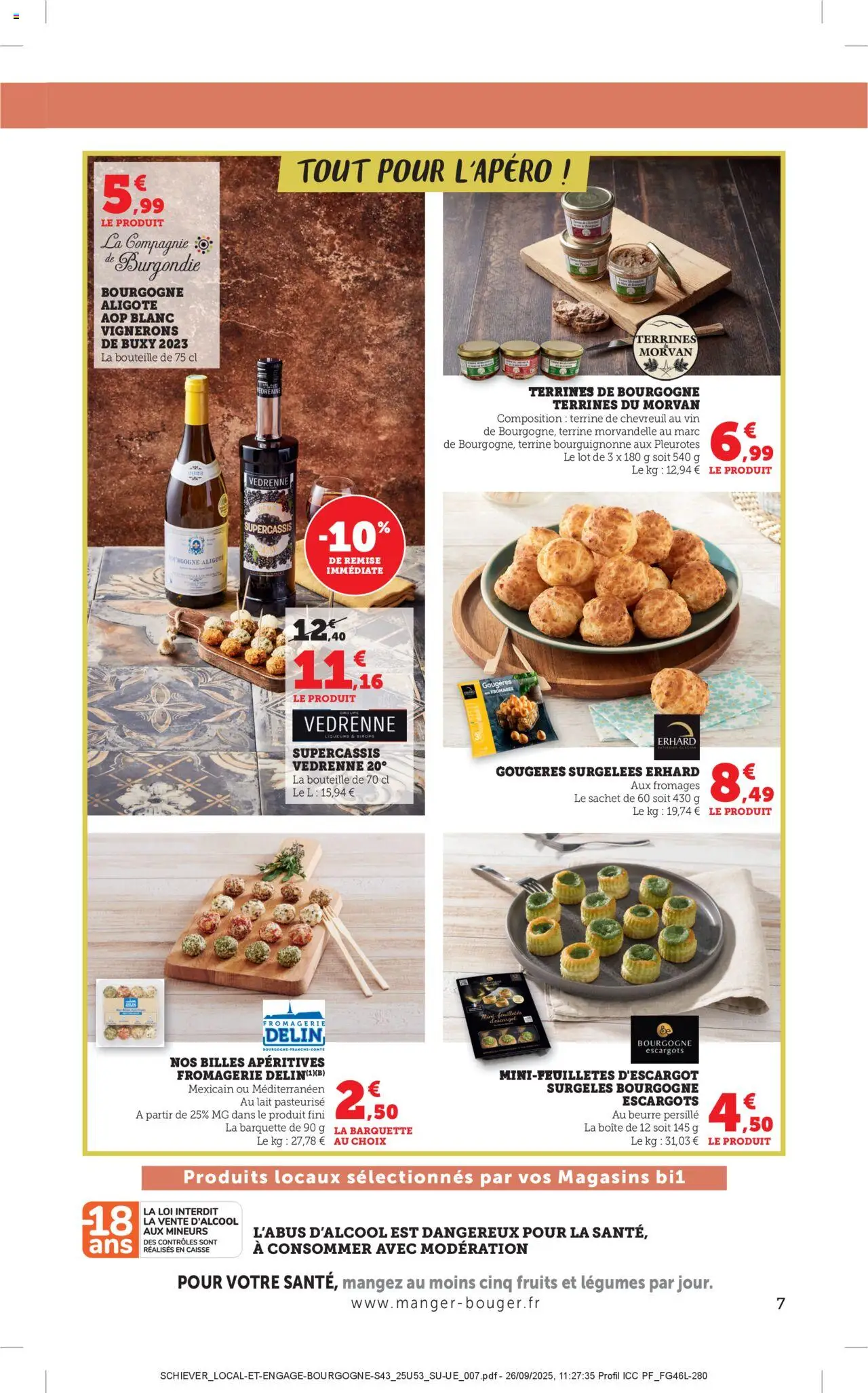 {H1} | Page: 7 | Produits: Escargots, Lait, Beurre, Crème