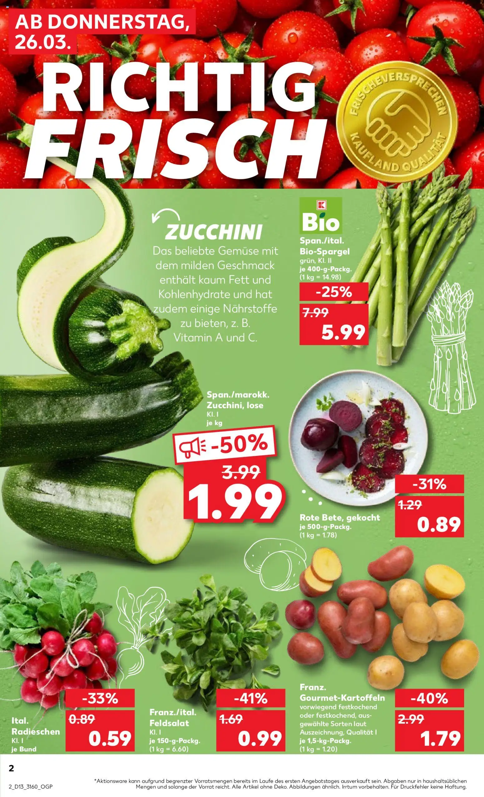 Kaufland Prospekt Potsdam	 – gültig ab 26.03.2026 | Seite: 2 | Produkte: Gemüse, Zucchini