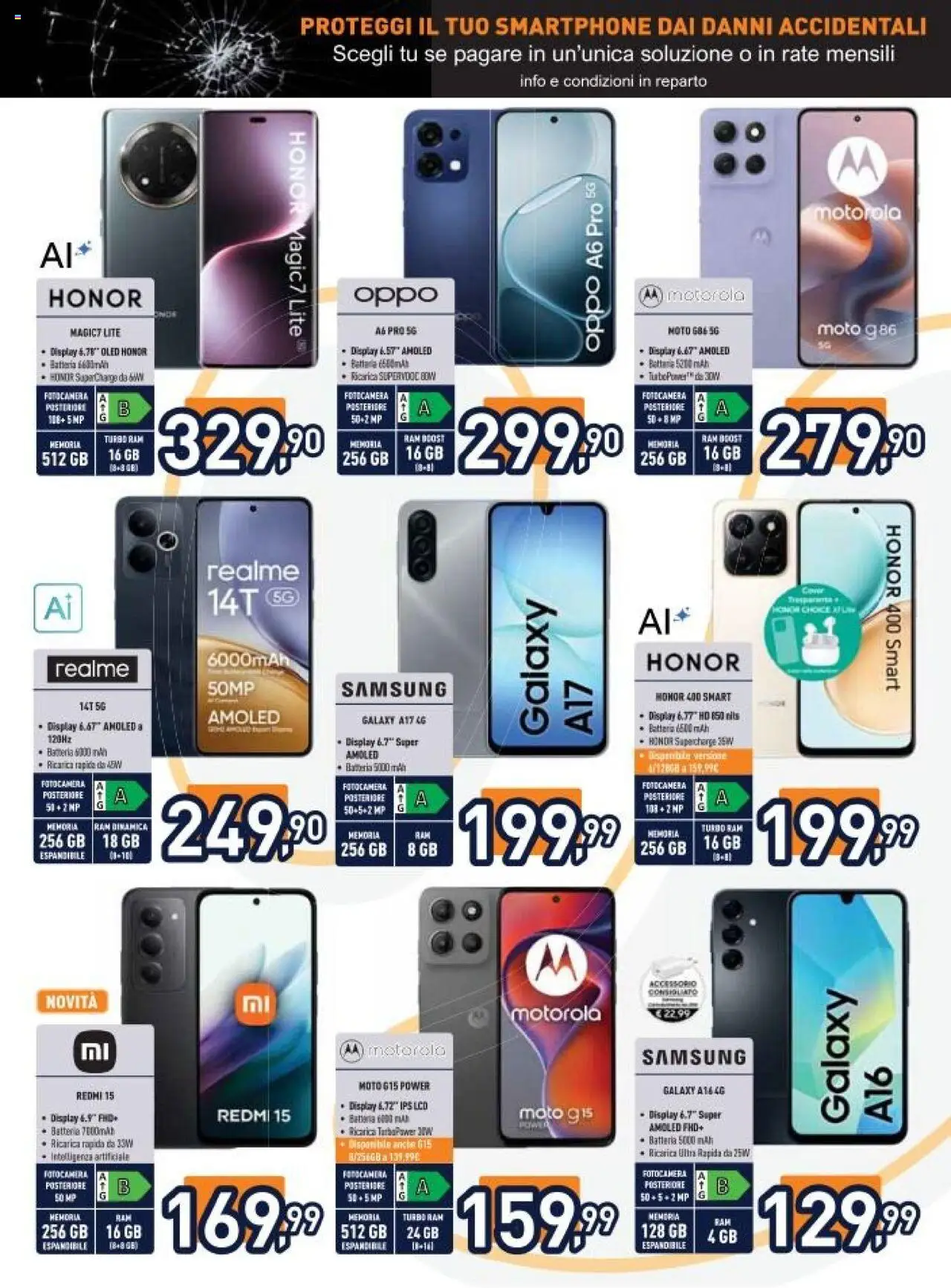 Volantino Unieuro del 13.10.2025 | Pagina: 7 | Prodotti: Smartphone, Fotocamera, Batteria, Samsung