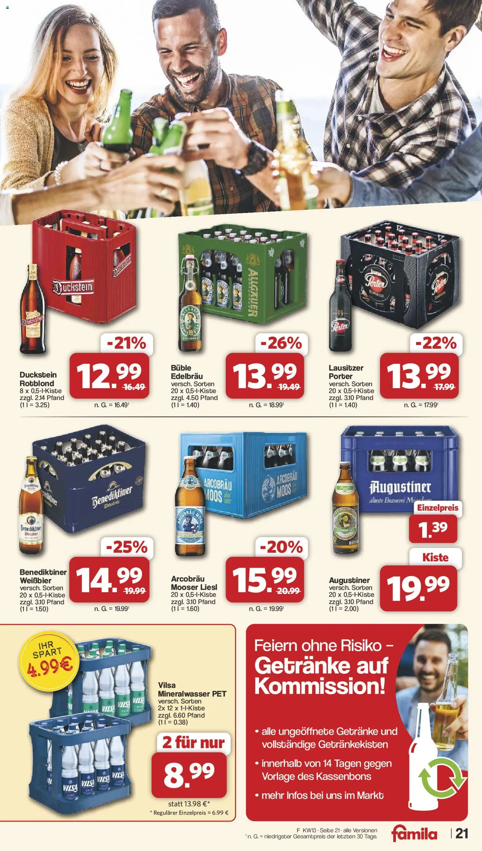 Famila Nordwest Prospekt 	 – gültig ab 23.03.2026 | Seite: 21 | Produkte: Weißbier, Mineralwasser