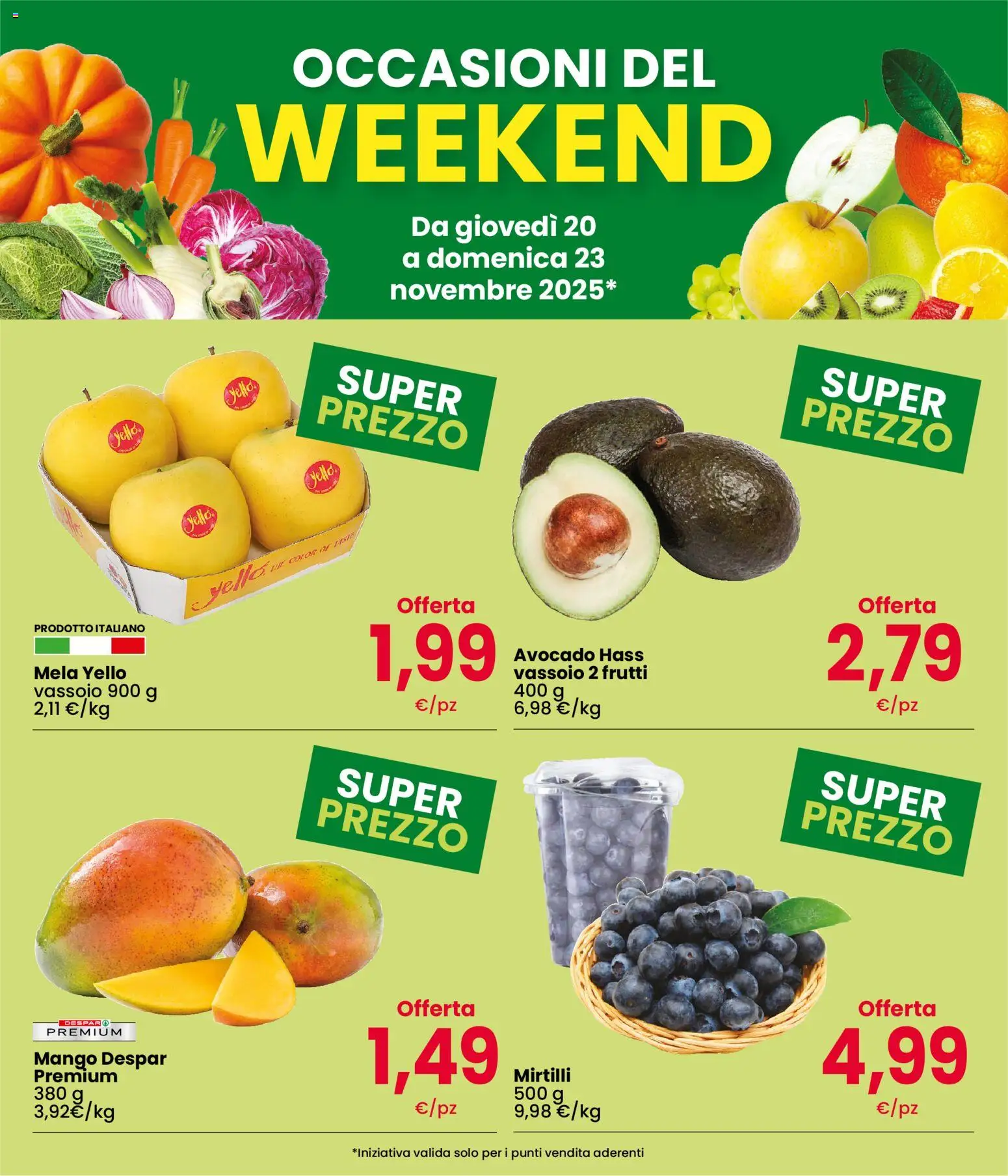 Volantino Interspar del 20.11.2025 | Pagina: 2 | Prodotti: Avocado, Mango, Mirtilli, Vassoio