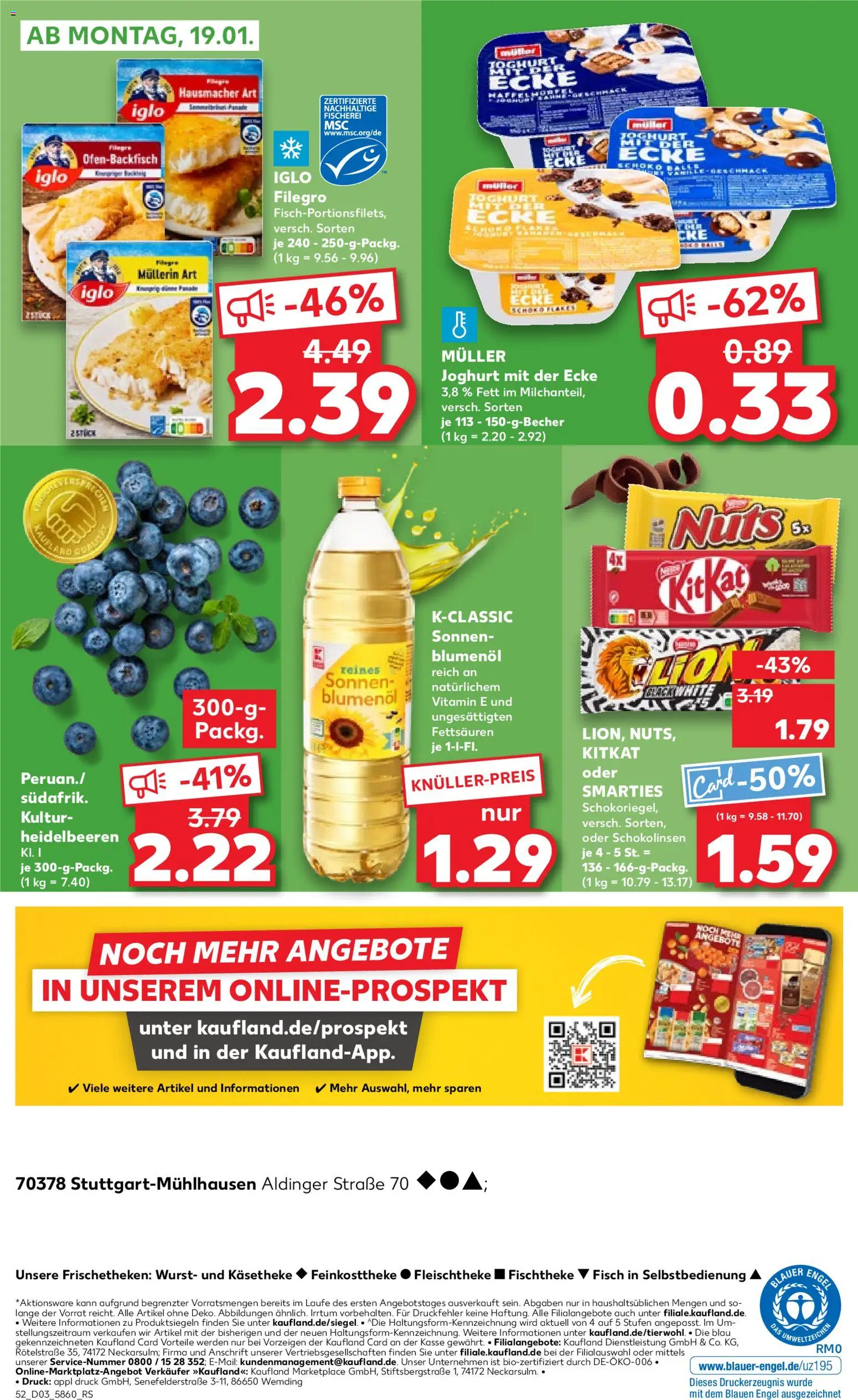 Kaufland prospekt Stuttgart	 – gültig ab 15.01.2026 | Seite: 52 | Produkte: Joghurt, Iglo, Smarties, Fisch