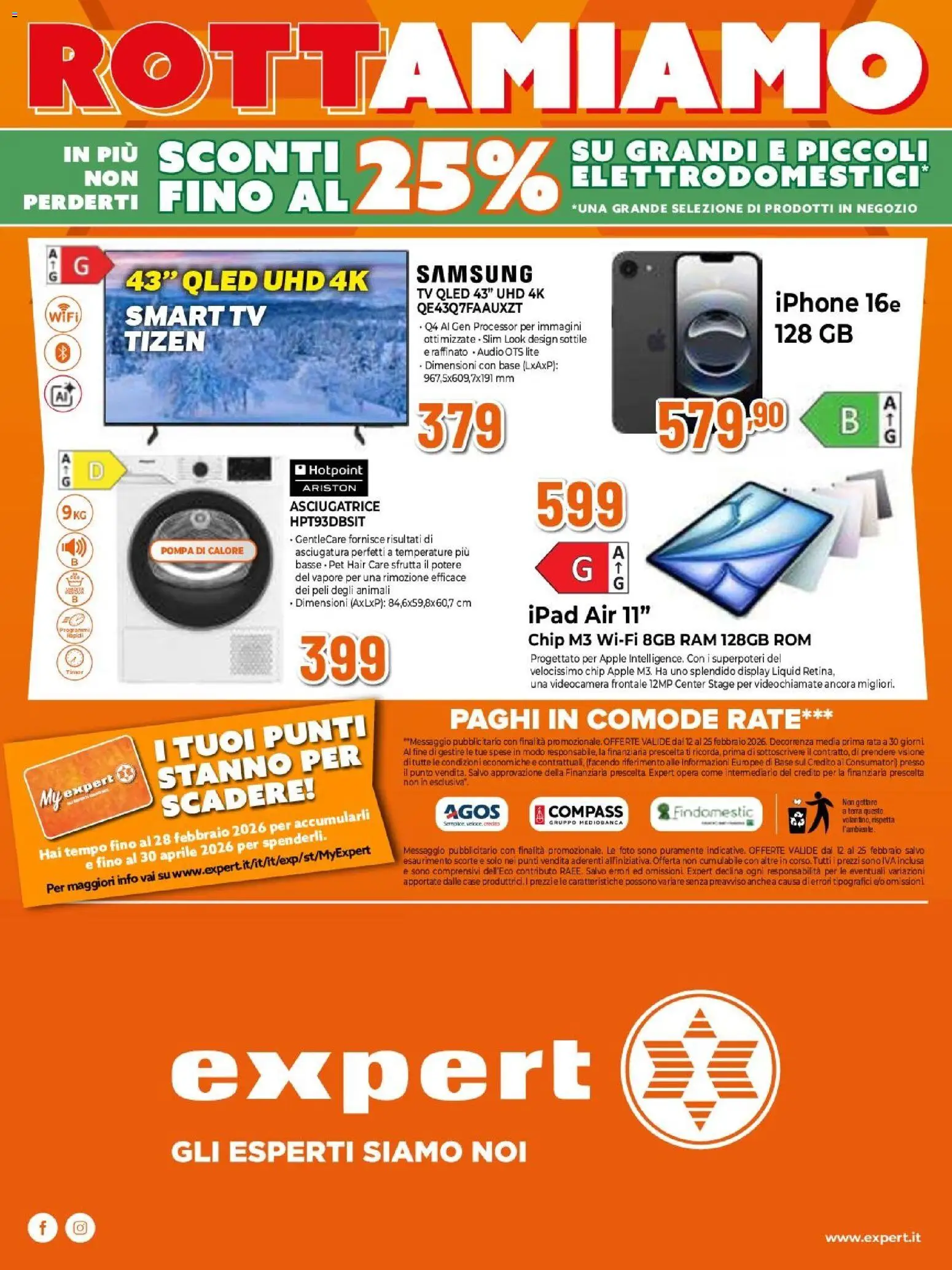 Volantino Expert del 12.02.2026 | Pagina: 25 | Prodotti: Asciugatrice, TV, Videocamera, Samsung