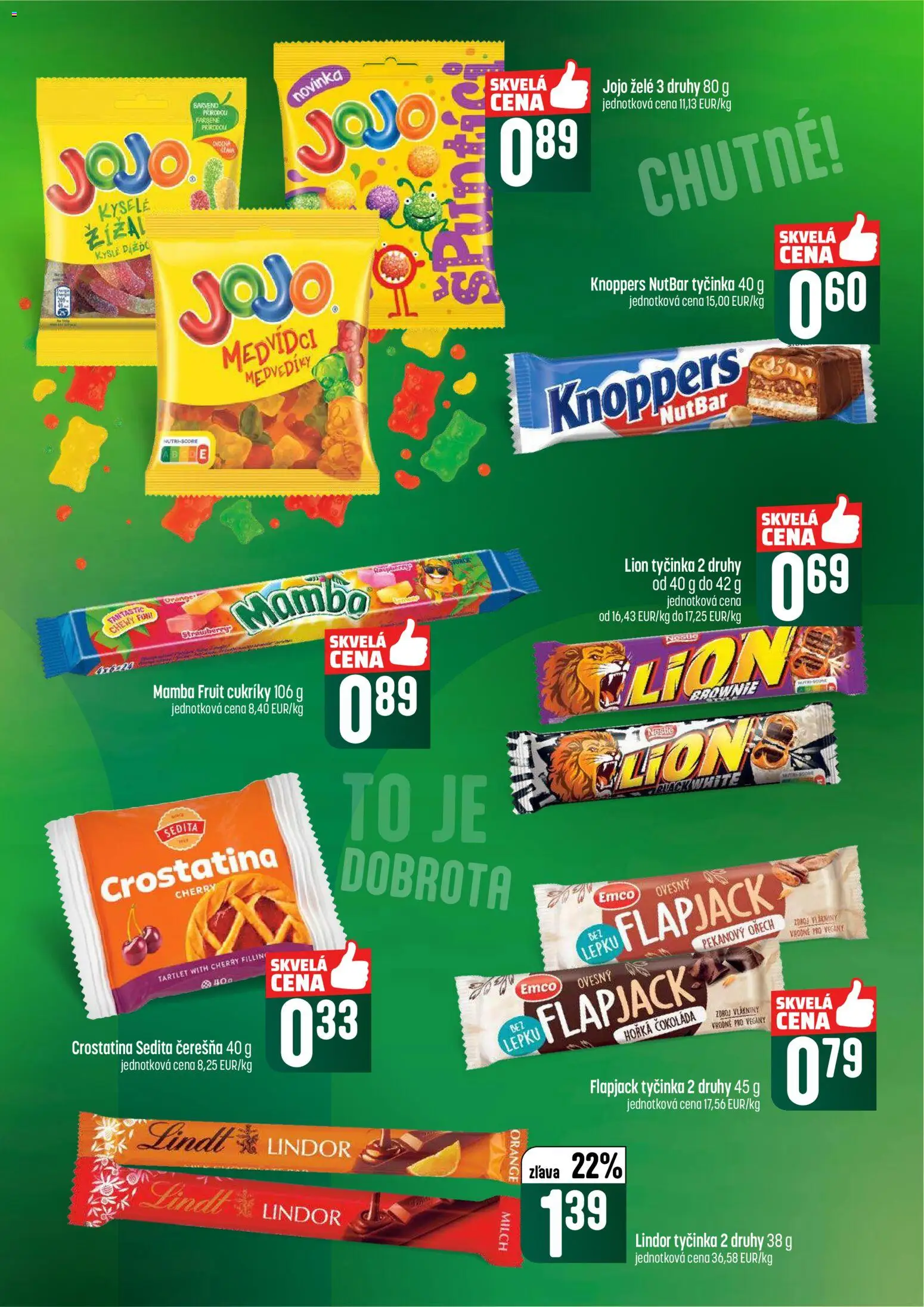 Nové COOP Jednota akcie – leták je platný od 22.01.2026 | Strana: 39 | Produkty: Lindor, Lindt, Čokoláda, Cukríky