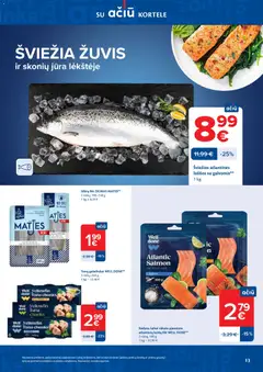 MAXIMA leidinys galioja nuo 24.03.2026 | Puslapis: 13 | Prekių: Silkių filė, Lašišų filė, Lašišos, Žuvis