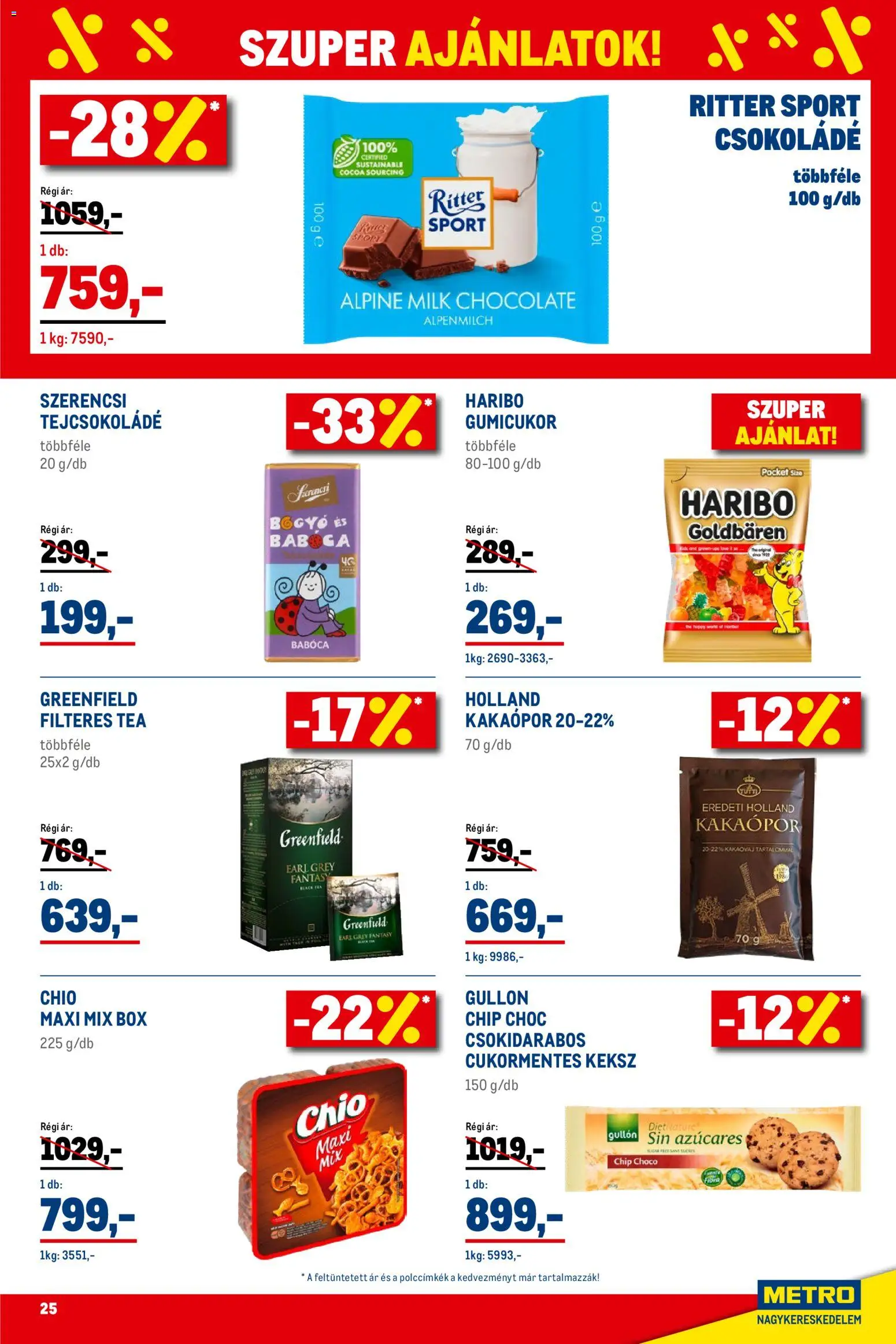 Metro akciós ujság - amely érvényes a következő dátumtól: 02.01.2026 | Oldal: 25 | Termékek: Tejcsokoládé, Csokoládé, Tea, Keksz