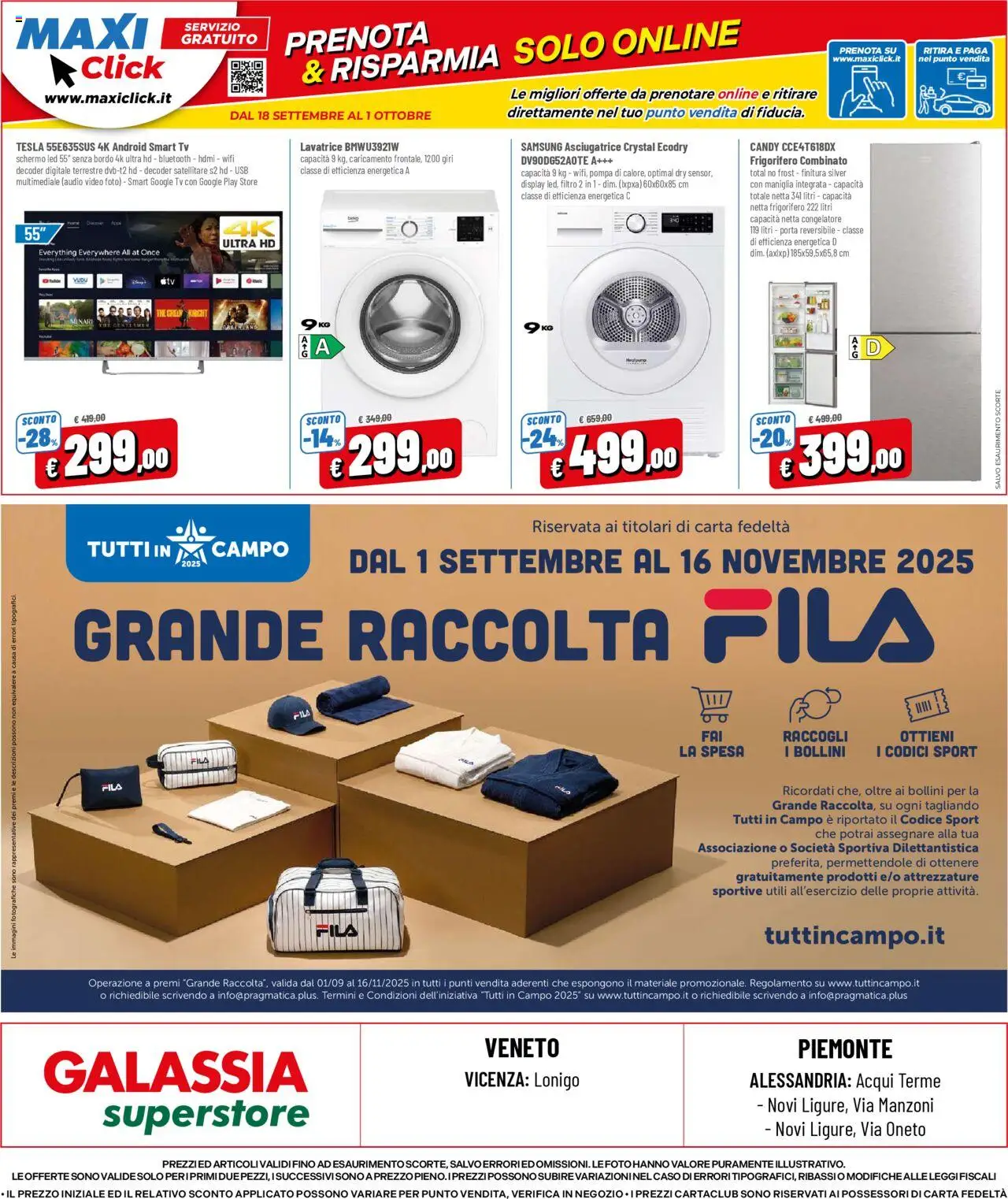 Volantino Galassia del 18.09.2025 | Pagina: 24 | Prodotti: Lavatrice, Satellitare, Frigorifero, Samsung