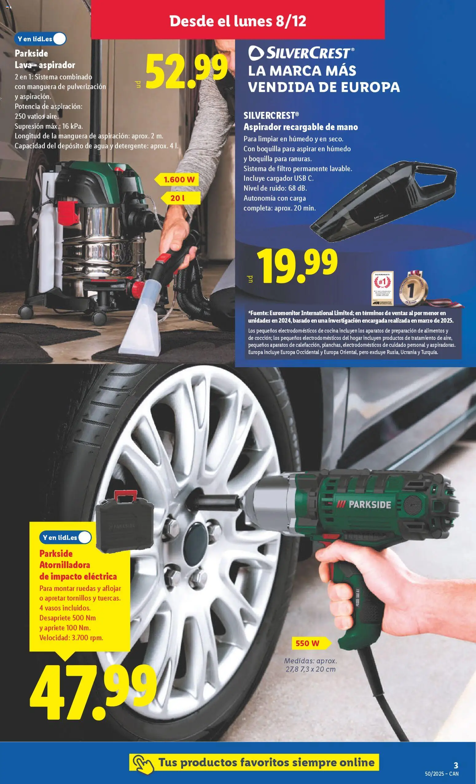 Lidl - Canarias │ válido desde el 08.12.2025 | Página: 3 | Productos: Manguera, Cocina, Aspirador, Κούβα