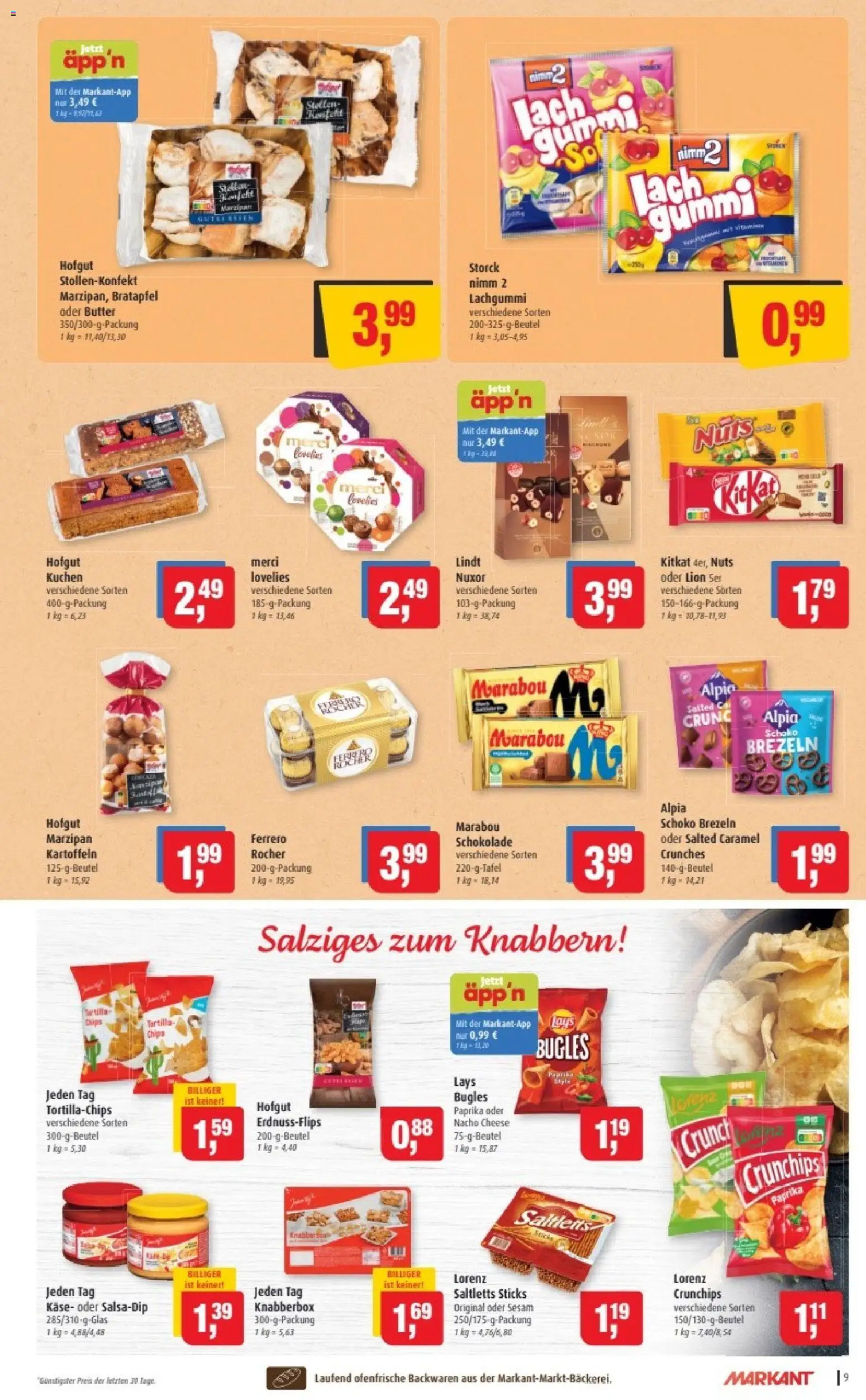 Markant Prospekt 	 – gültig ab 03.11.2025 | Seite: 9 | Produkte: Merci, Käse, Paprika, Kuchen