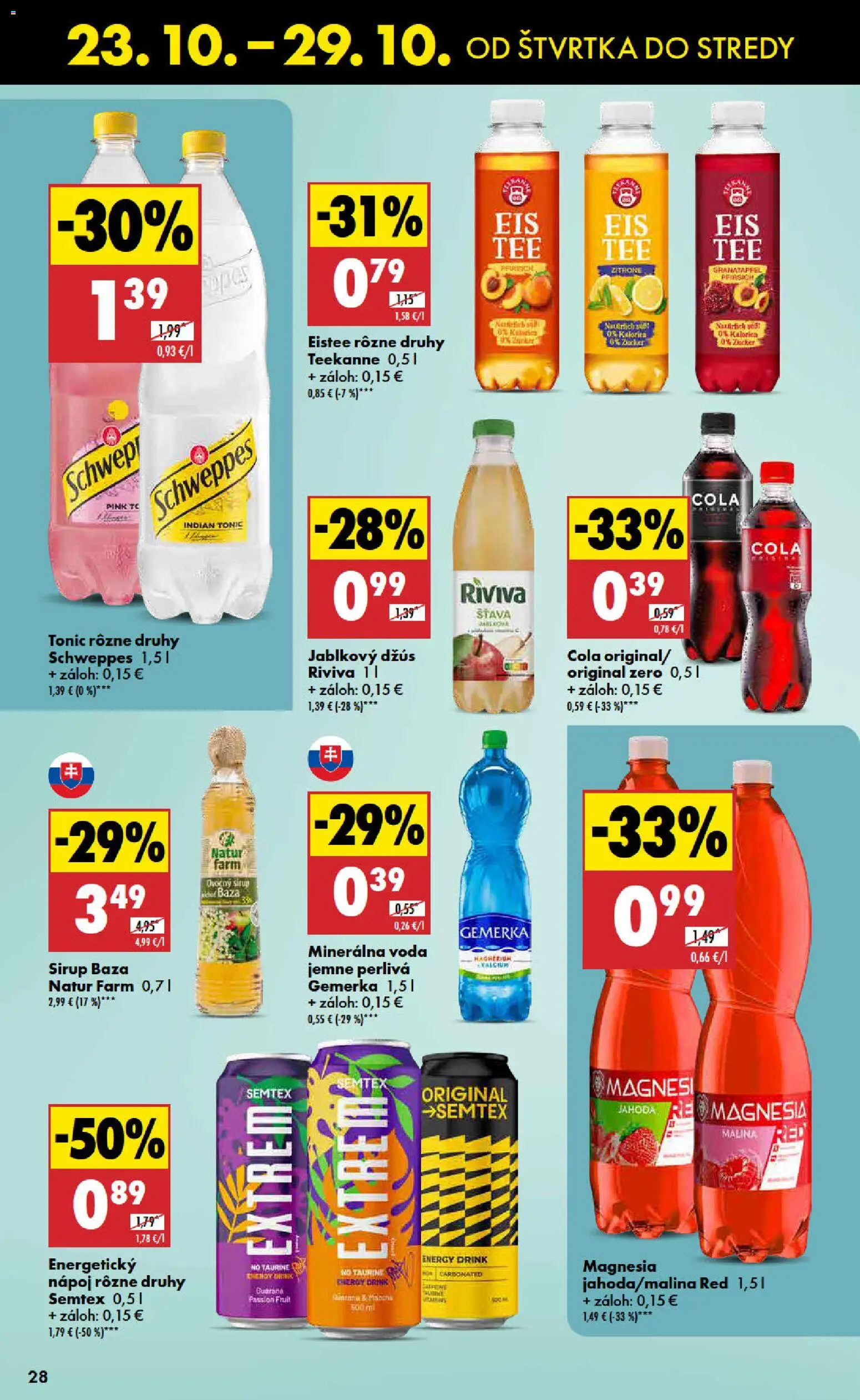 Nové Biedronka akcie – leták je platný od 23.10.2025 | Strana: 28 | Produkty: Džús, Magnesia, Minerálna voda, Cola
