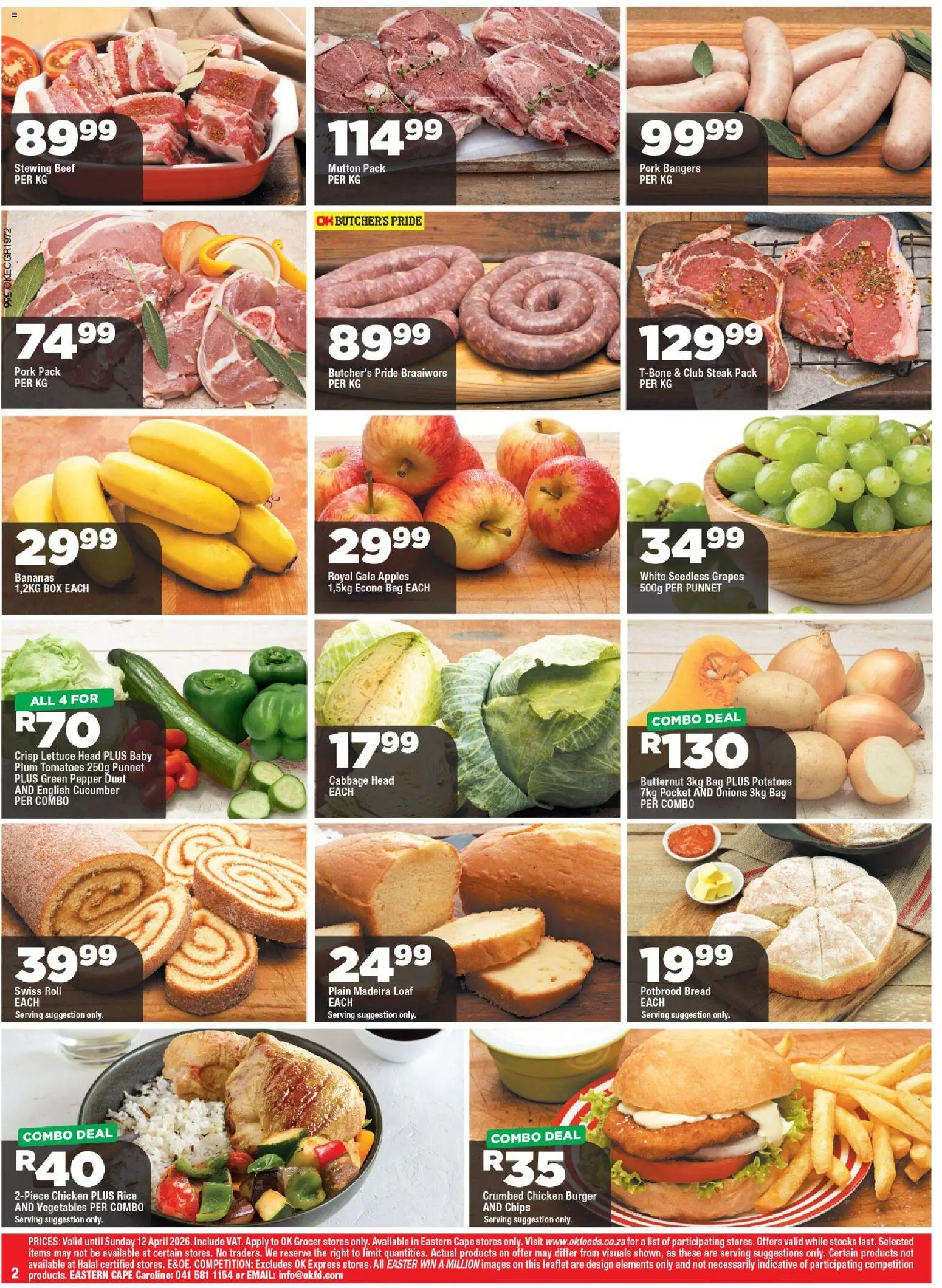 New OK Foods catalogue – valid from 25.03.2026 | Page: 2 | Products: Rice, Beef, Chips, Grapes