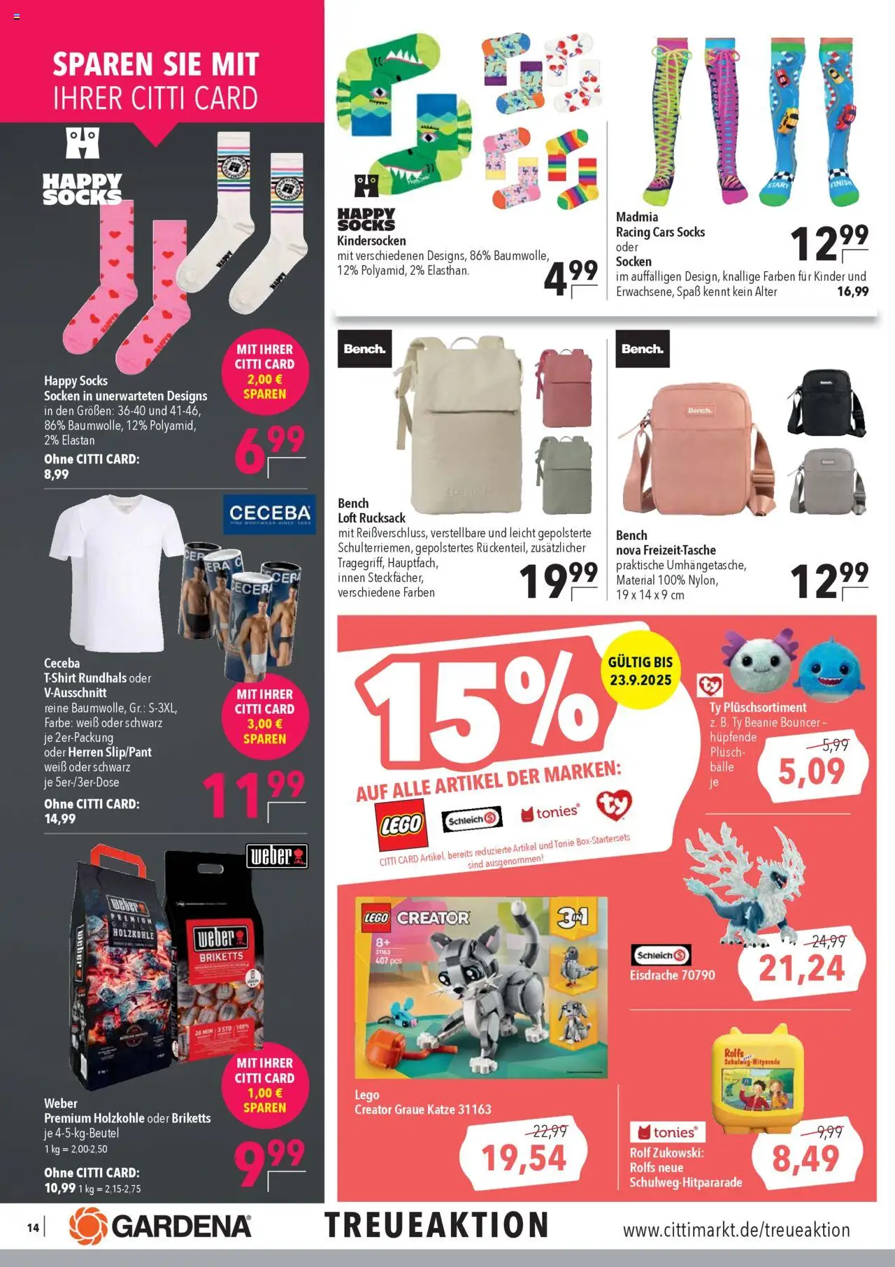 CITTI Markt Prospekt 	 - gültig ab dem 20.08.2025 | Seite: 16 | Produkte: Socken, Rucksack