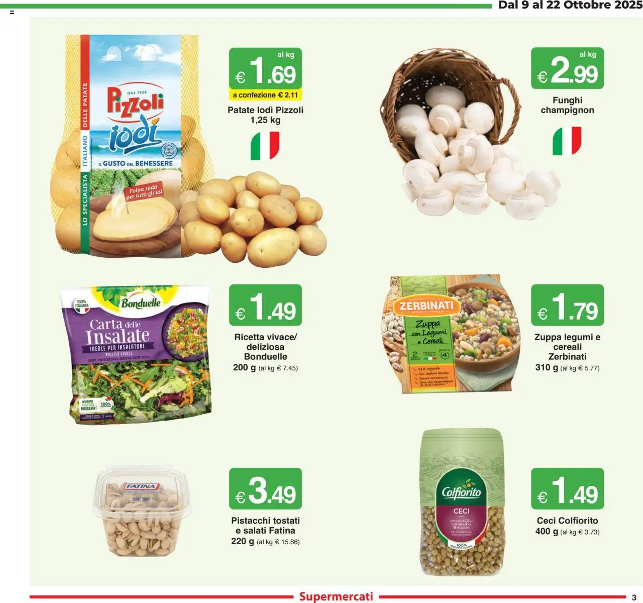 Volantino Sì con Te del 09.10.2025 | Pagina: 3 | Prodotti: Cereali, Ceci, Funghi, Pistacchi