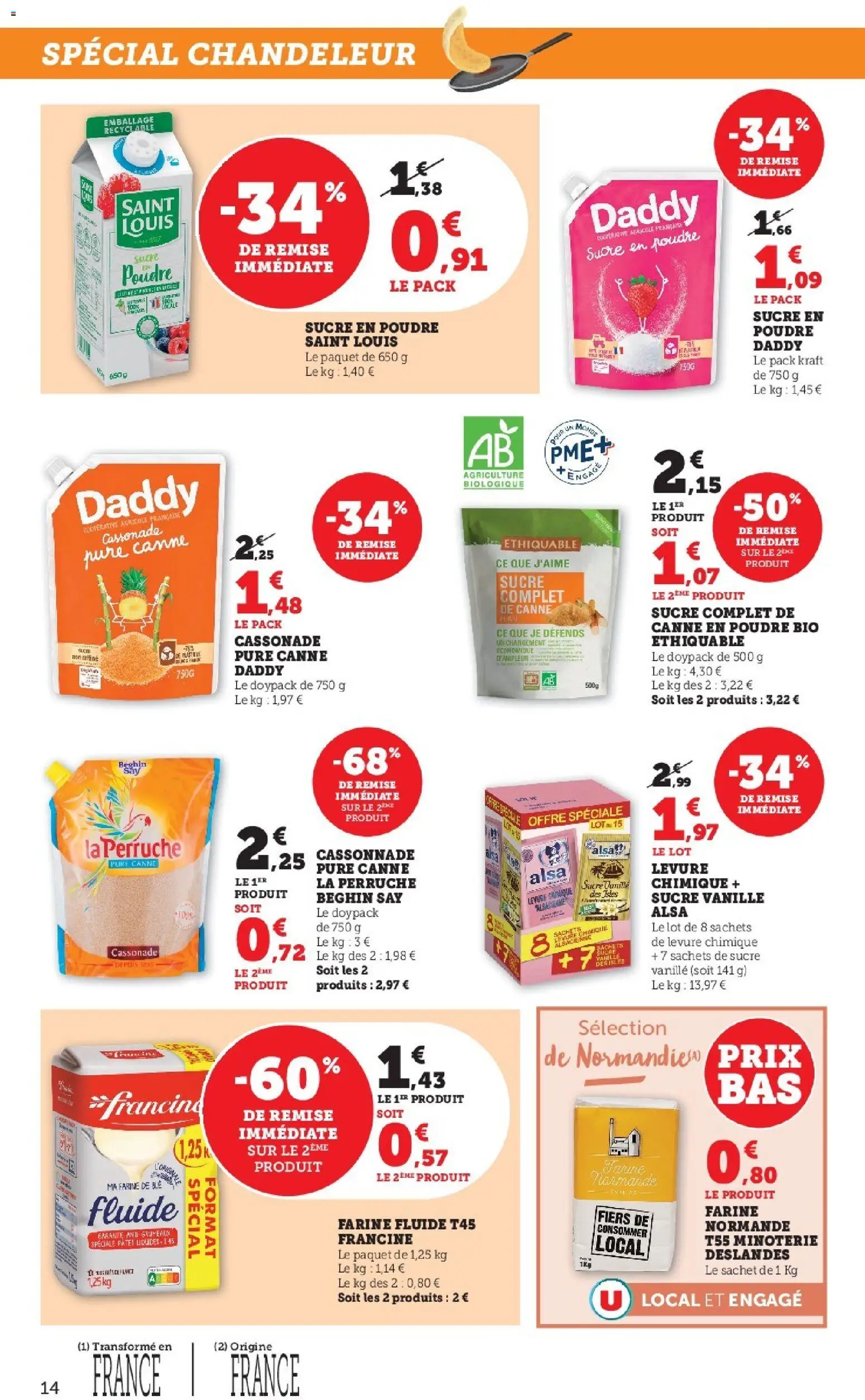 {H1} | Page: 14 | Produits: Cassonade, Sucre, Levure, Thé