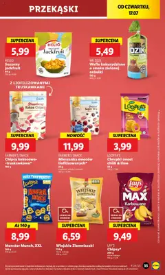 Lidl Gazetka od 17.07.2025 | Strona: 45 | Produkty: Chipsy, Wafle, Wiśnie, Ziemniaczki