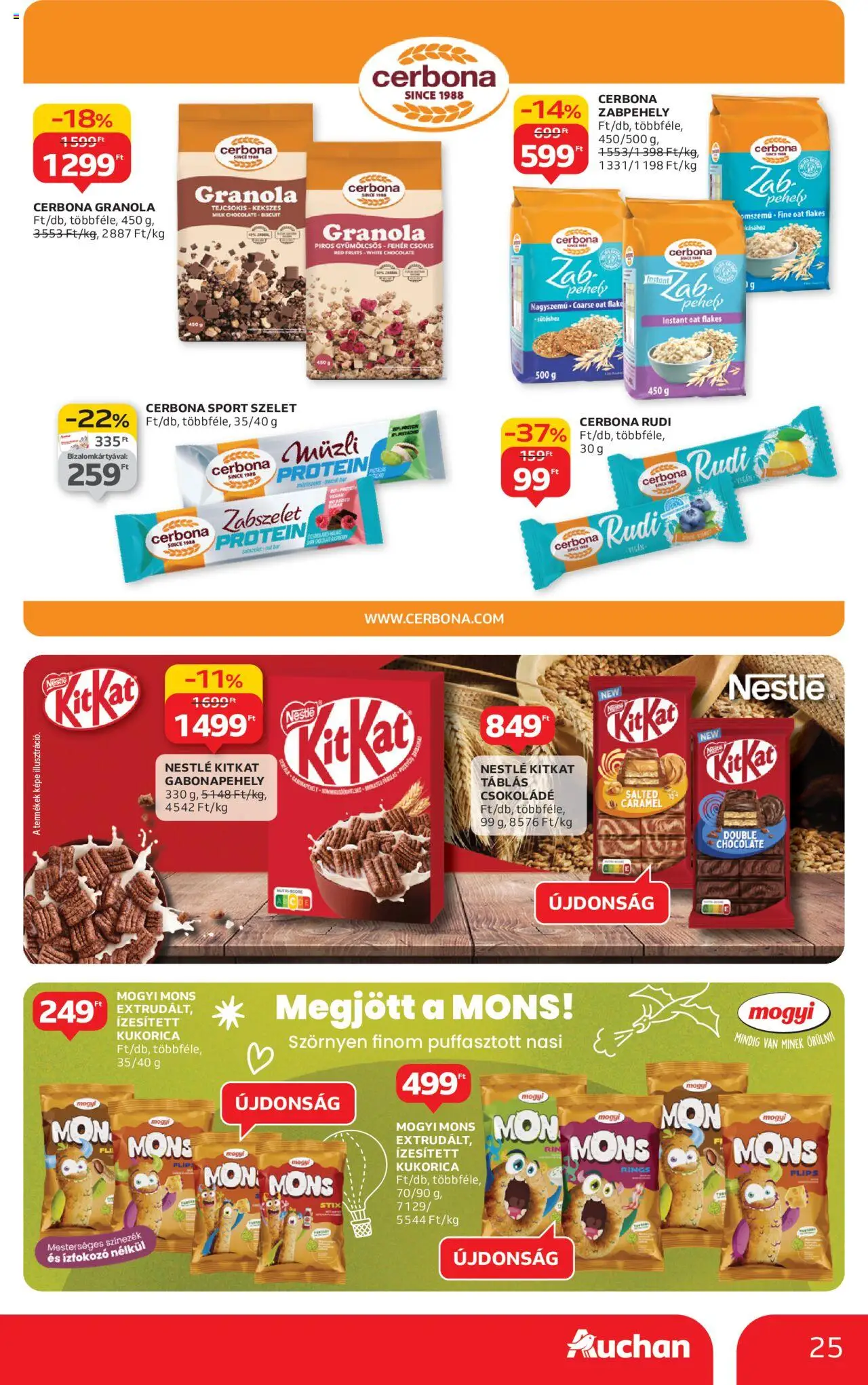 Auchan akciós ujság - amely érvényes a következő dátumtól: 24.10.2025 | Oldal: 25 | Termékek: Zabpehely, Gabonapehely, Müzli, Pehely