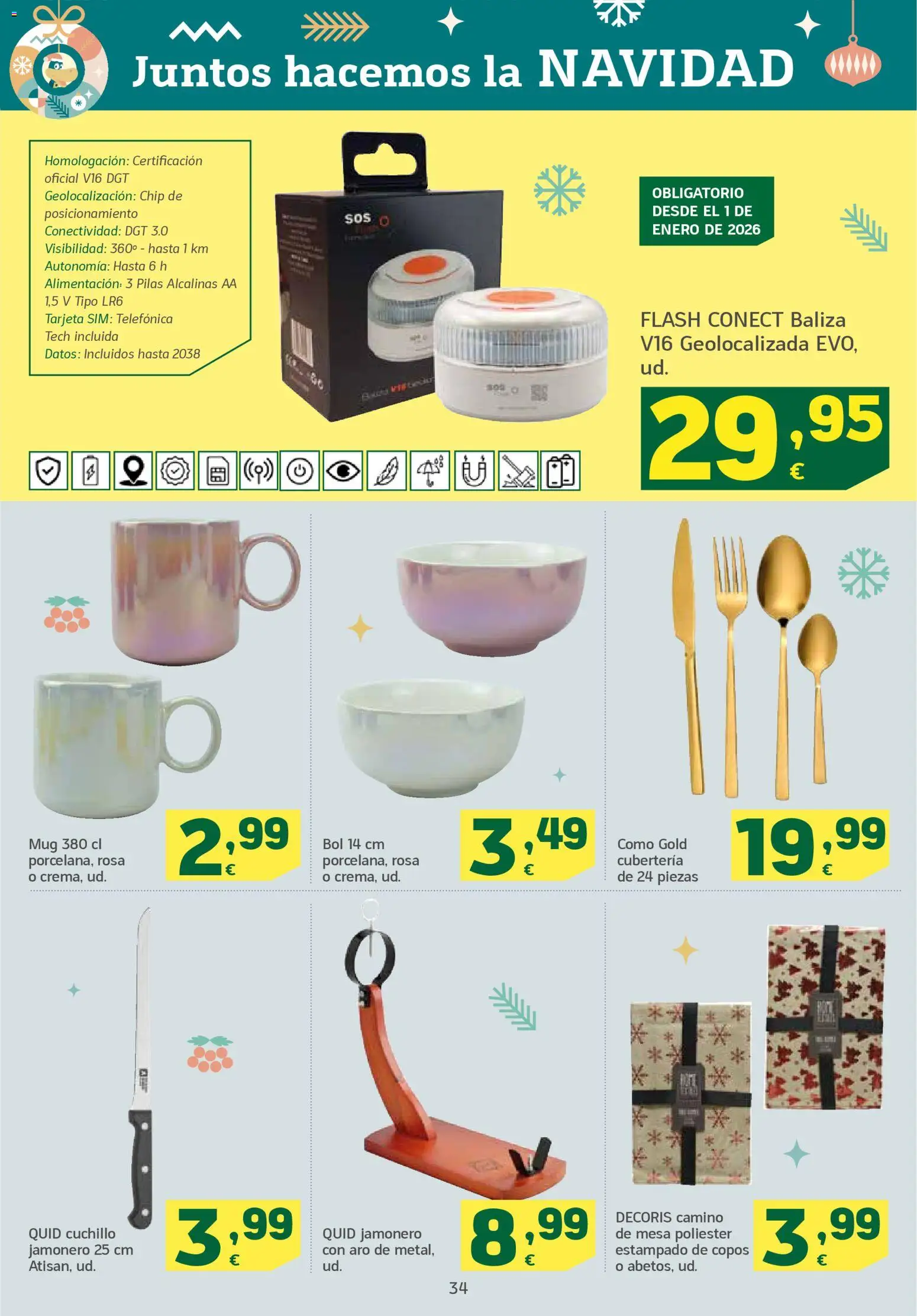 HiperDino folleto │ válido desde el 25.11.2025 | Página: 34 | Productos: Copos, Mesa, Cubertería