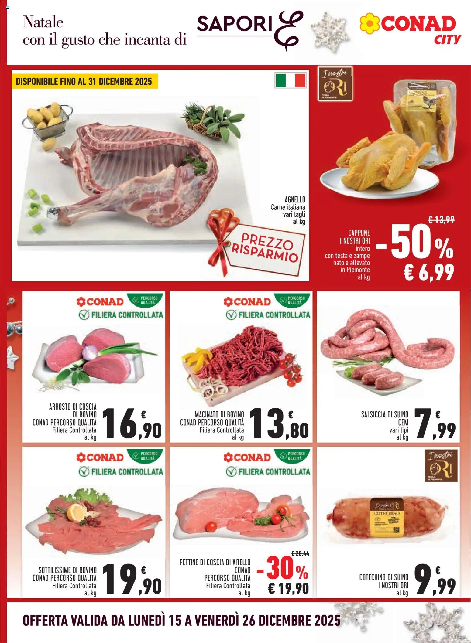 Volantino Conad del 15.12.2025 | Pagina: 6 | Prodotti: Arrosto, Salsiccia, Vitello, Macinato