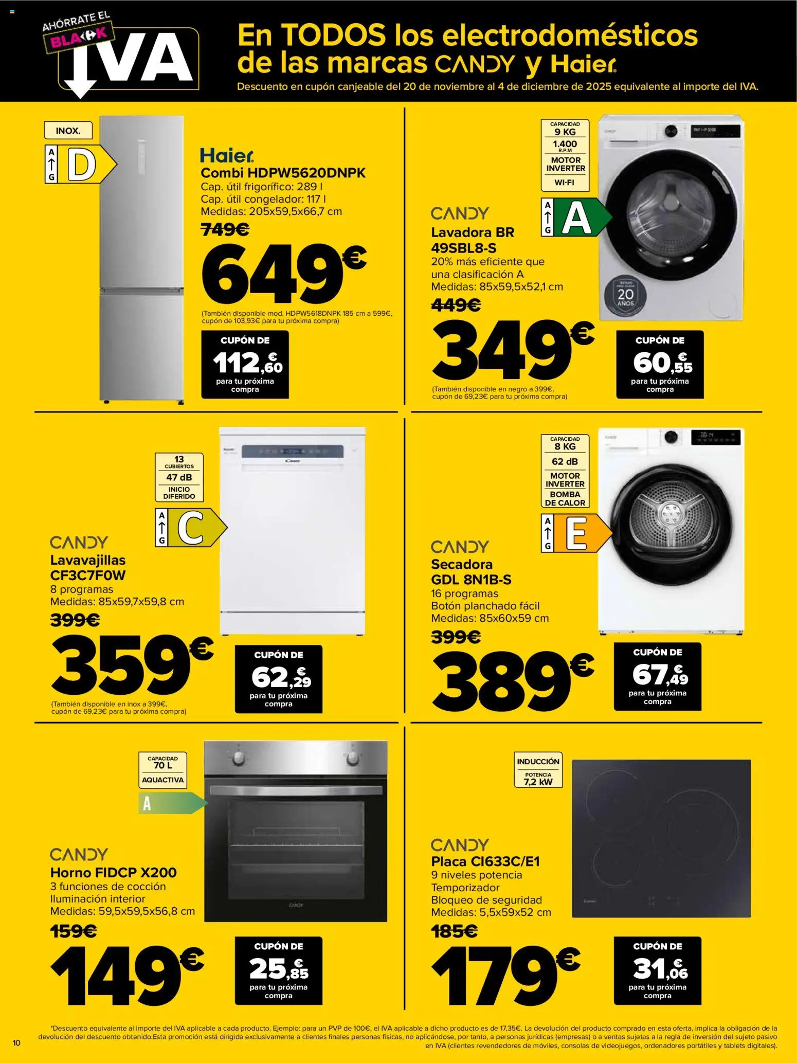 Carrefour - Black Friday │ válido desde el 12.11.2025 | Página: 10 | Productos: Congelador, Horno, Lavavajillas, Combi