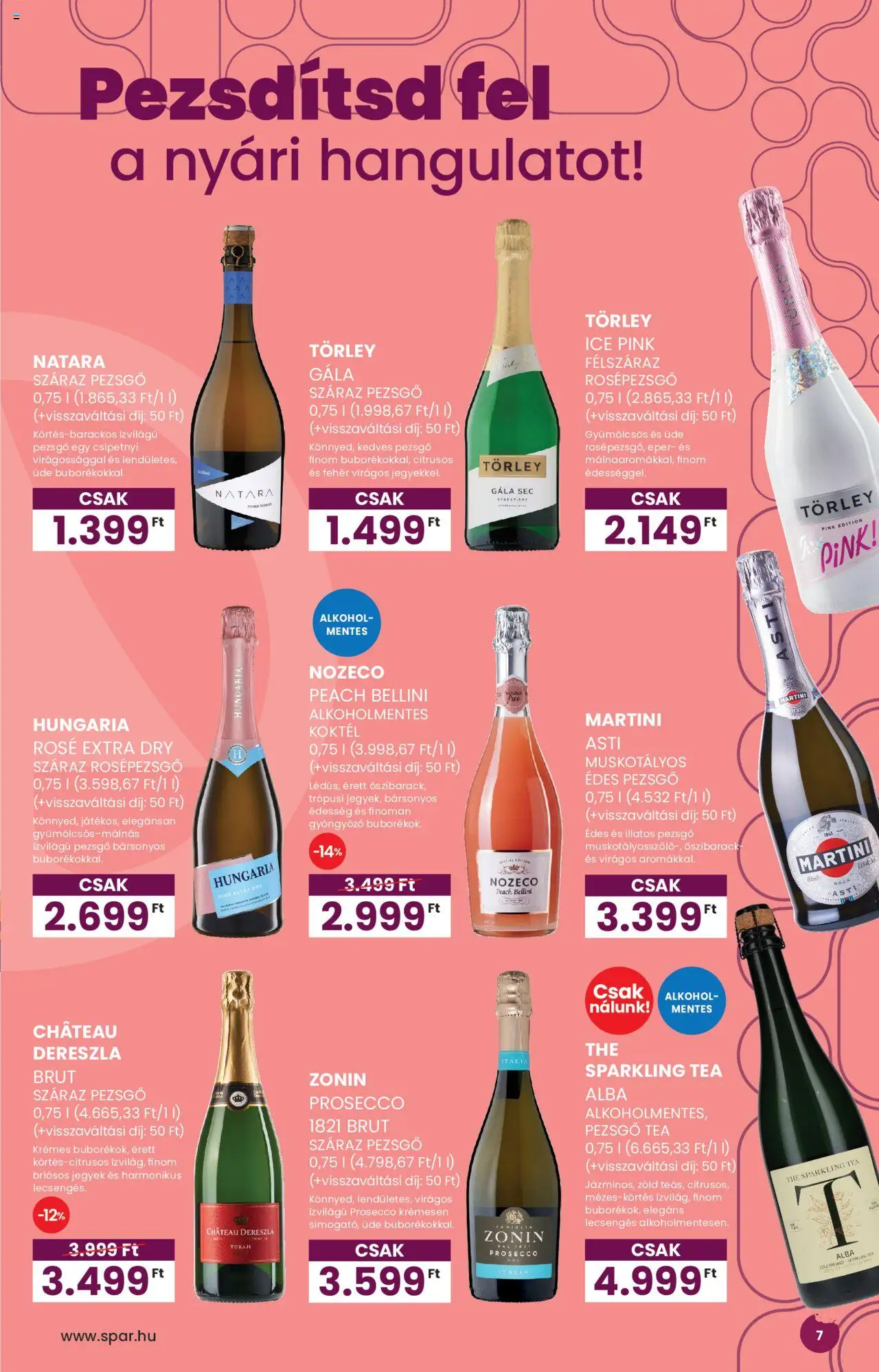 Spar akciós ujság - amely érvényes a következő dátumtól: 03.07.2025 | Oldal: 7 | Termékek: Alkohol, Édesség, Pezsgő, Tea