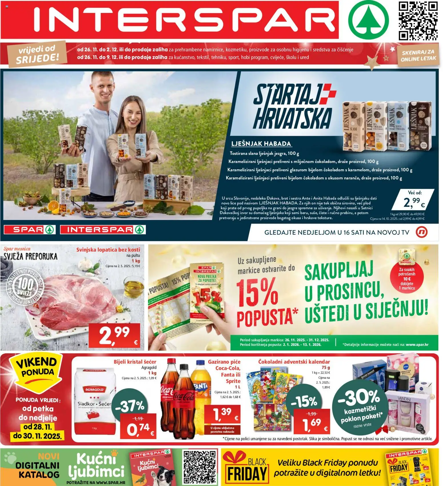Interspar katalog | vrijedi od 26.11.2025 | Stranica: 1 | Proizvodi: Sprite, Svinjska lopatica, Sredstva za čiščenje, Lopatica