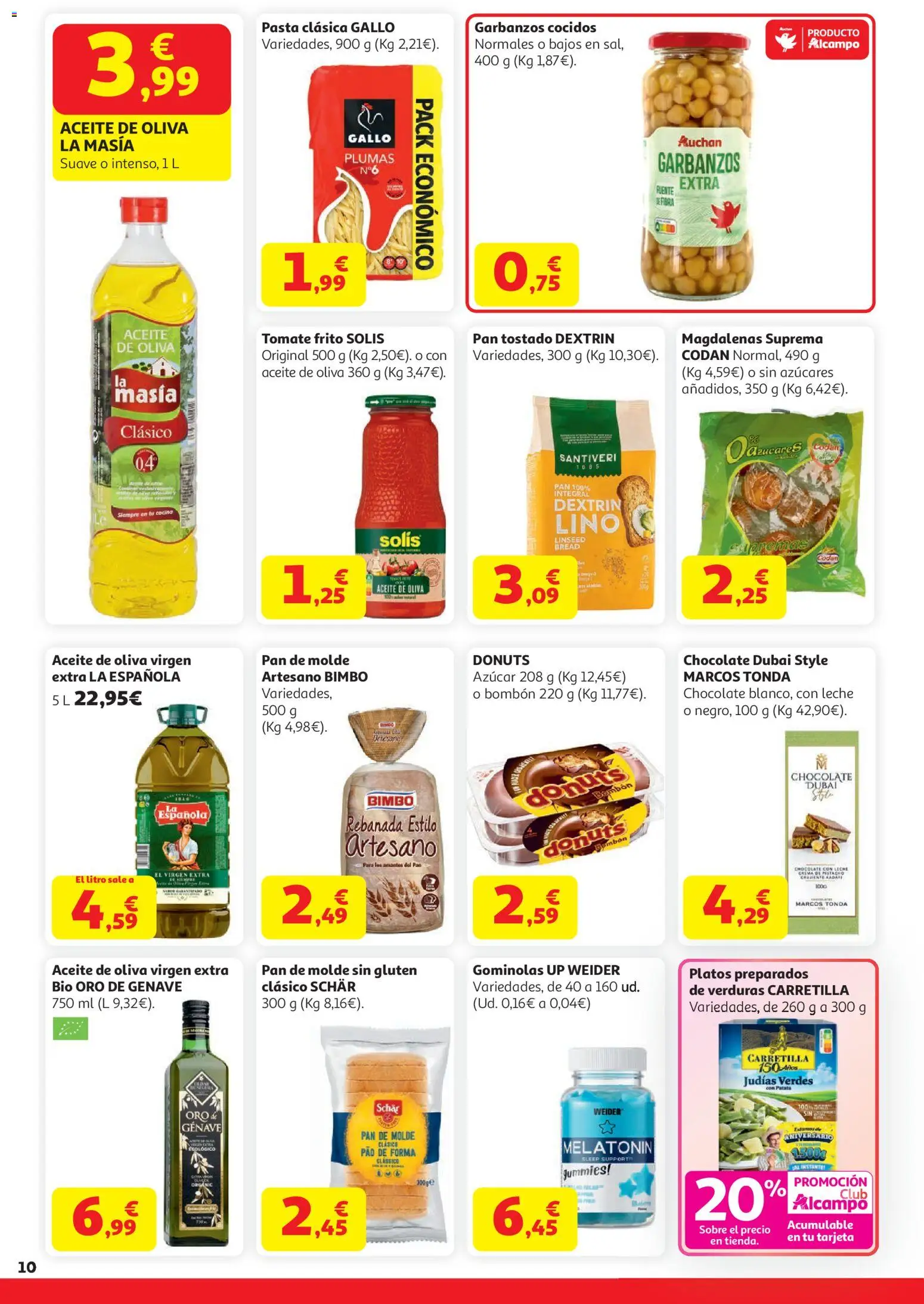 Alcampo HP Nacional │ válido desde el 21.04.2026 | Página: 10 | Productos: Pan, Chocolate, Magdalenas, Cocina