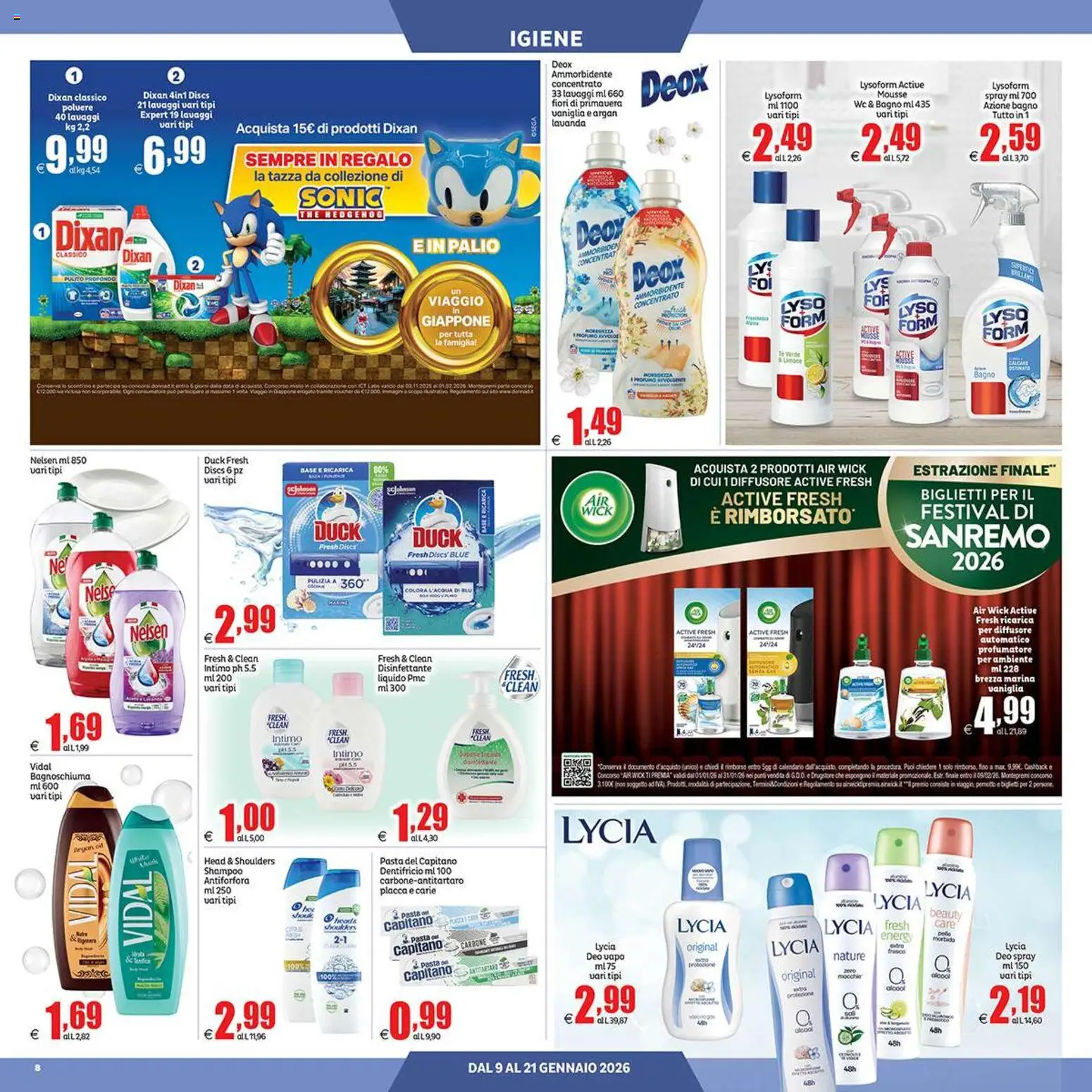 Volantino Elite Supermercati del 09.01.2026 | Pagina: 8 | Prodotti: Dentifricio, Ammorbidente, Intimo, Profumo