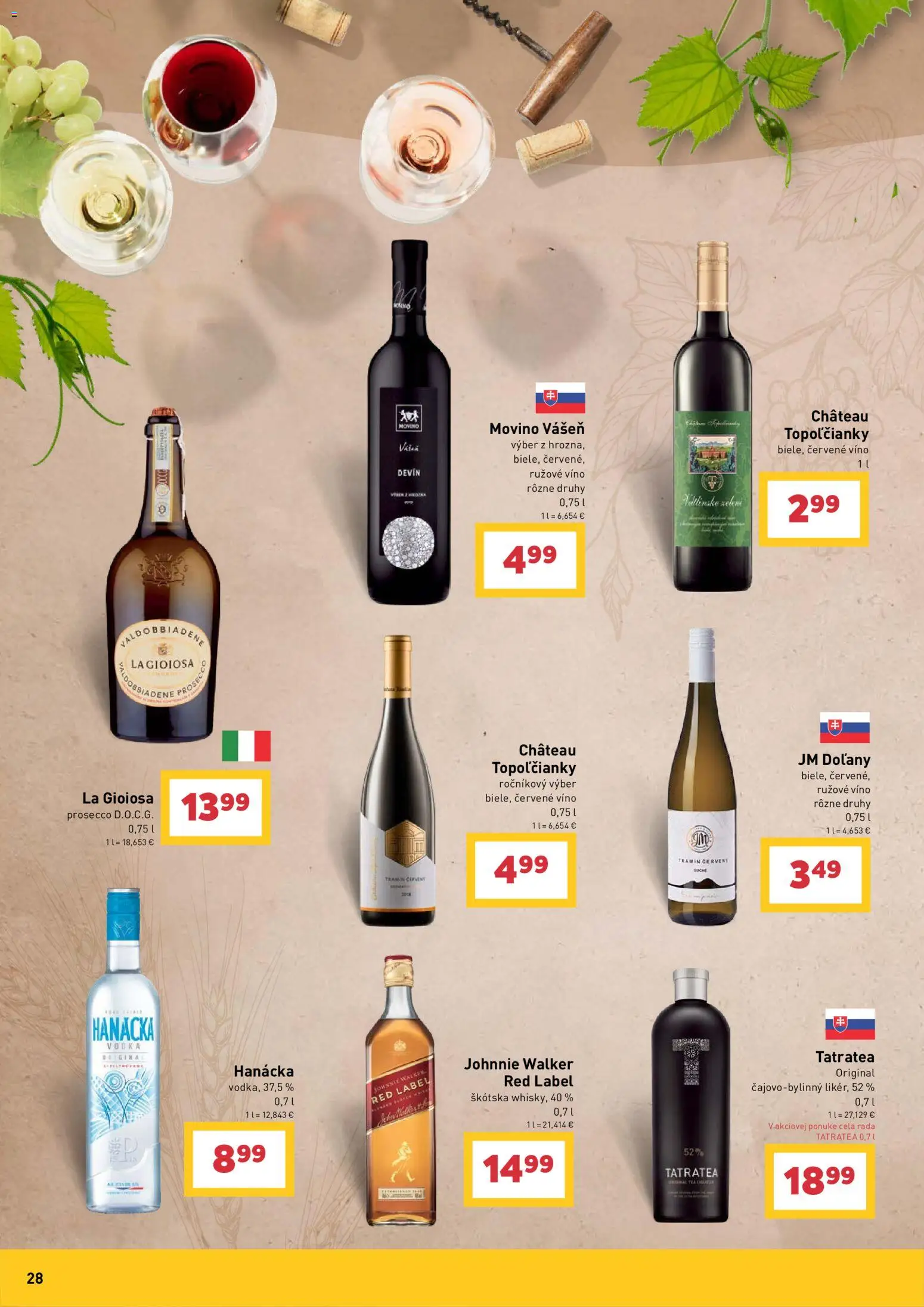 Nové Billa akcie – leták je platný od 29.04.2026 | Strana: 28 | Produkty: Víno, Prosecco, Rúžové víno, Červené víno
