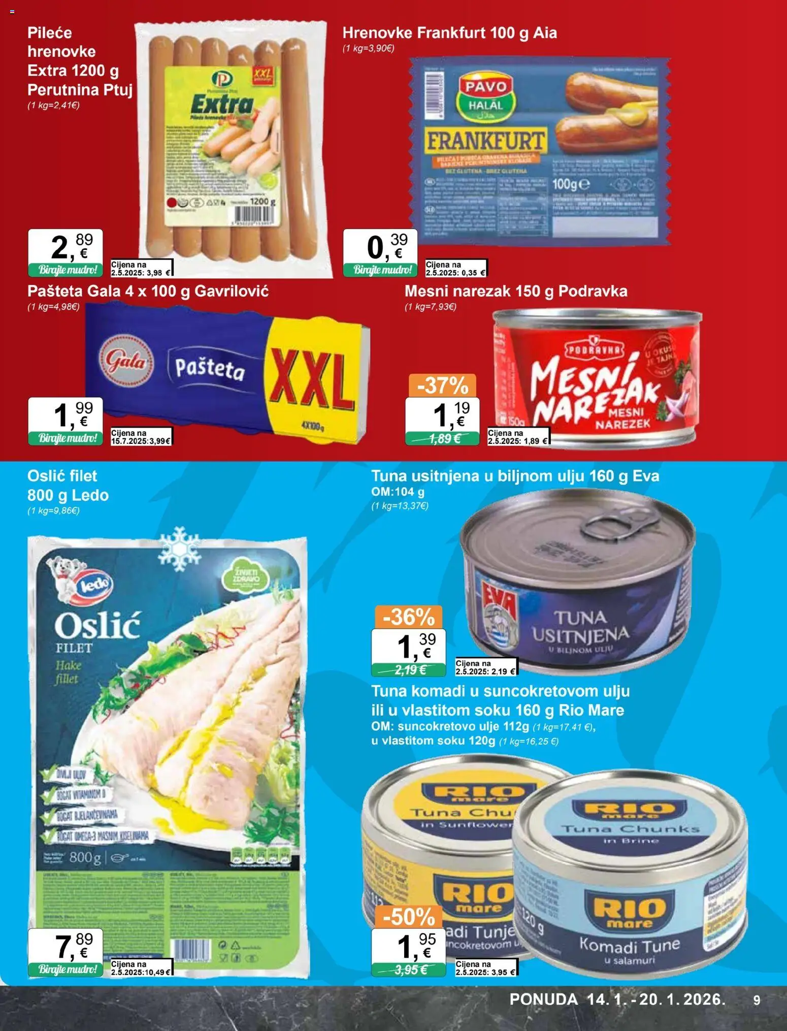 KTC katalog | vrijedi od 14.01.2026 | Stranica: 9 | Proizvodi: Suncokretovo ulje, Ulje, Podravka, Tuna