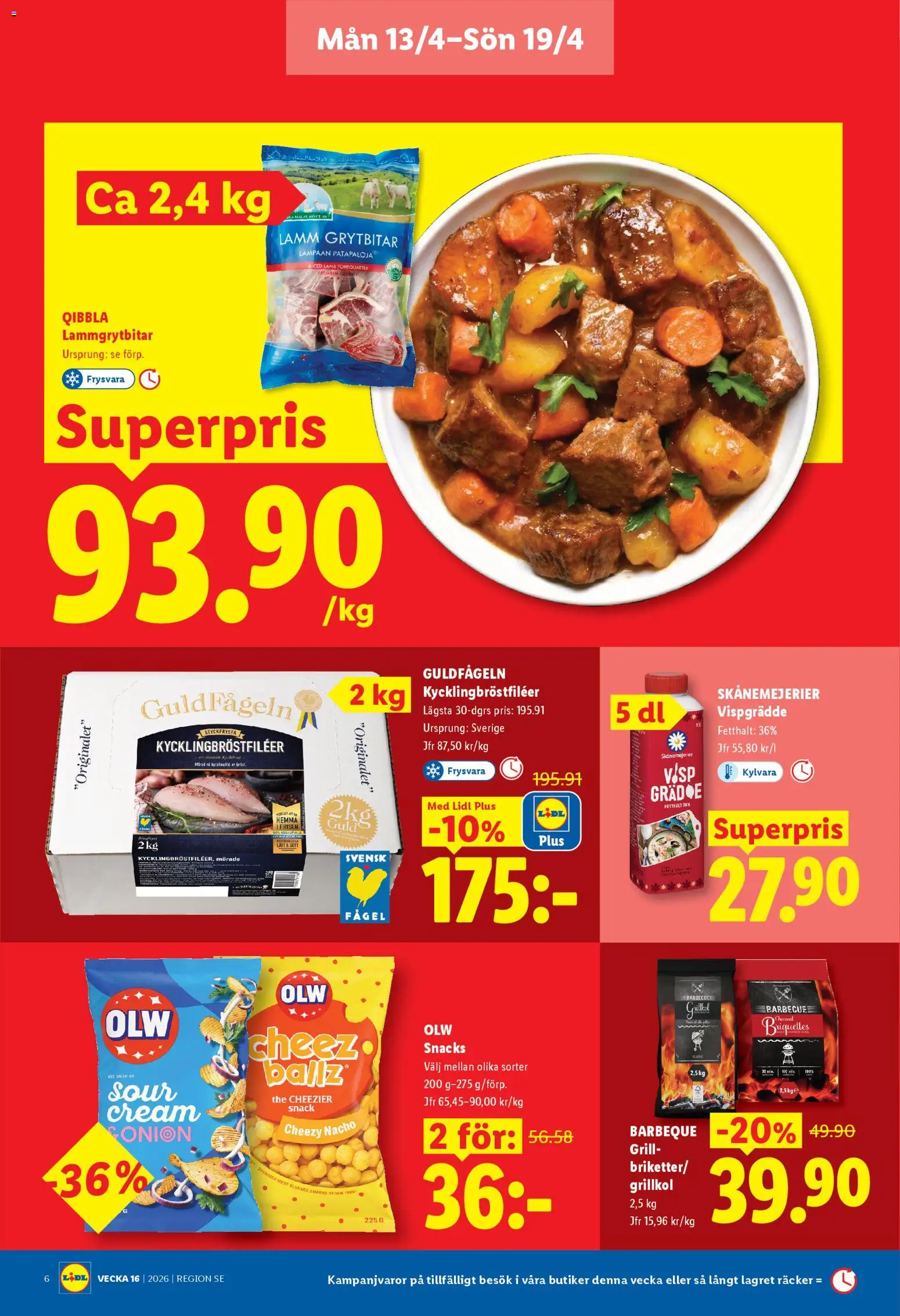 Lidl reklamblad aktuell från 13.04.2026 | Sida: 6 | Produkter: Grill, Grillkol, Vispgrädde