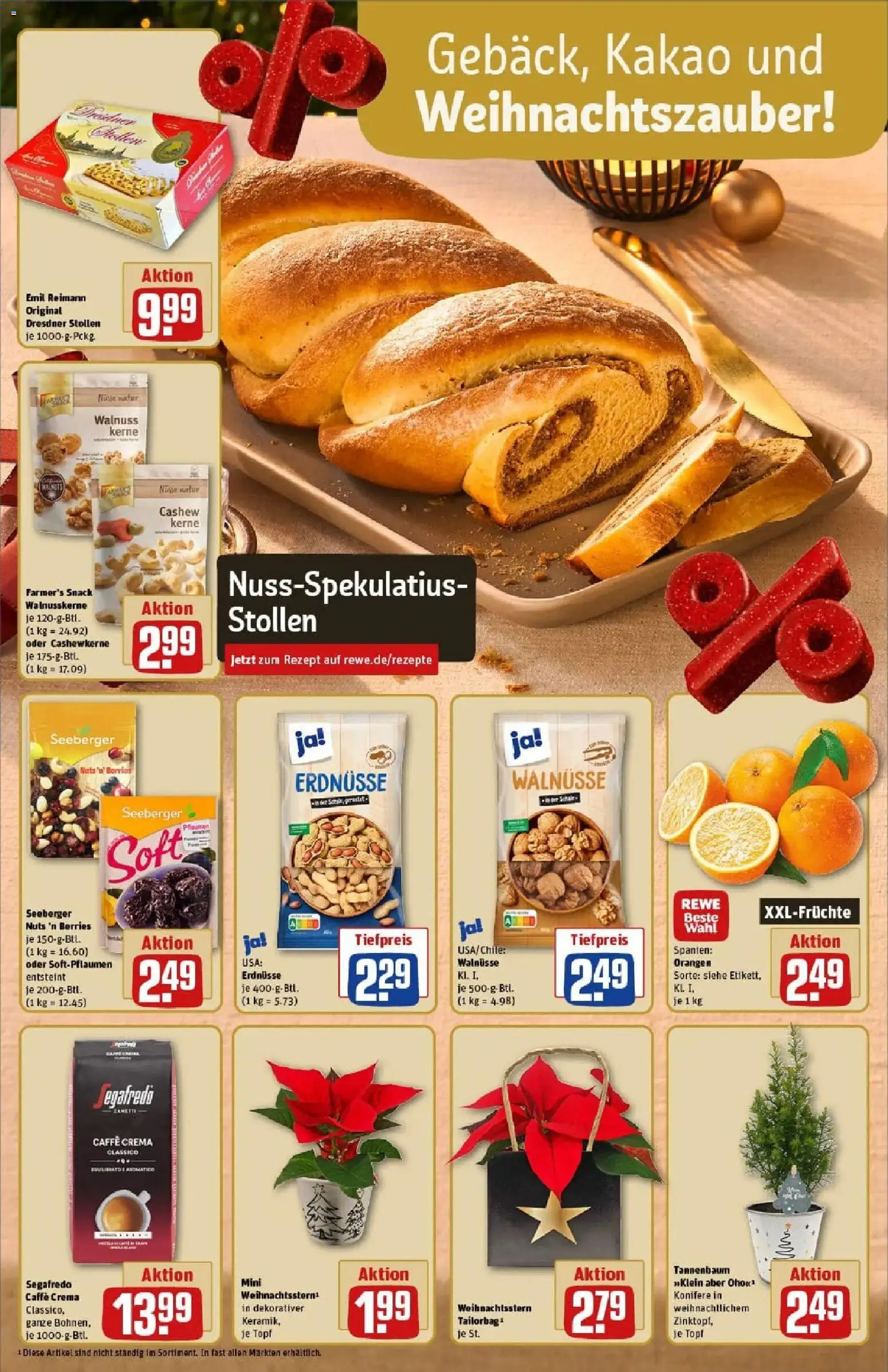 Rewe prospekt Harzgerode	 – gültig ab 01.12.2025 | Seite: 6 | Produkte: Erdnüsse, Walnüsse, Orangen, Segafredo