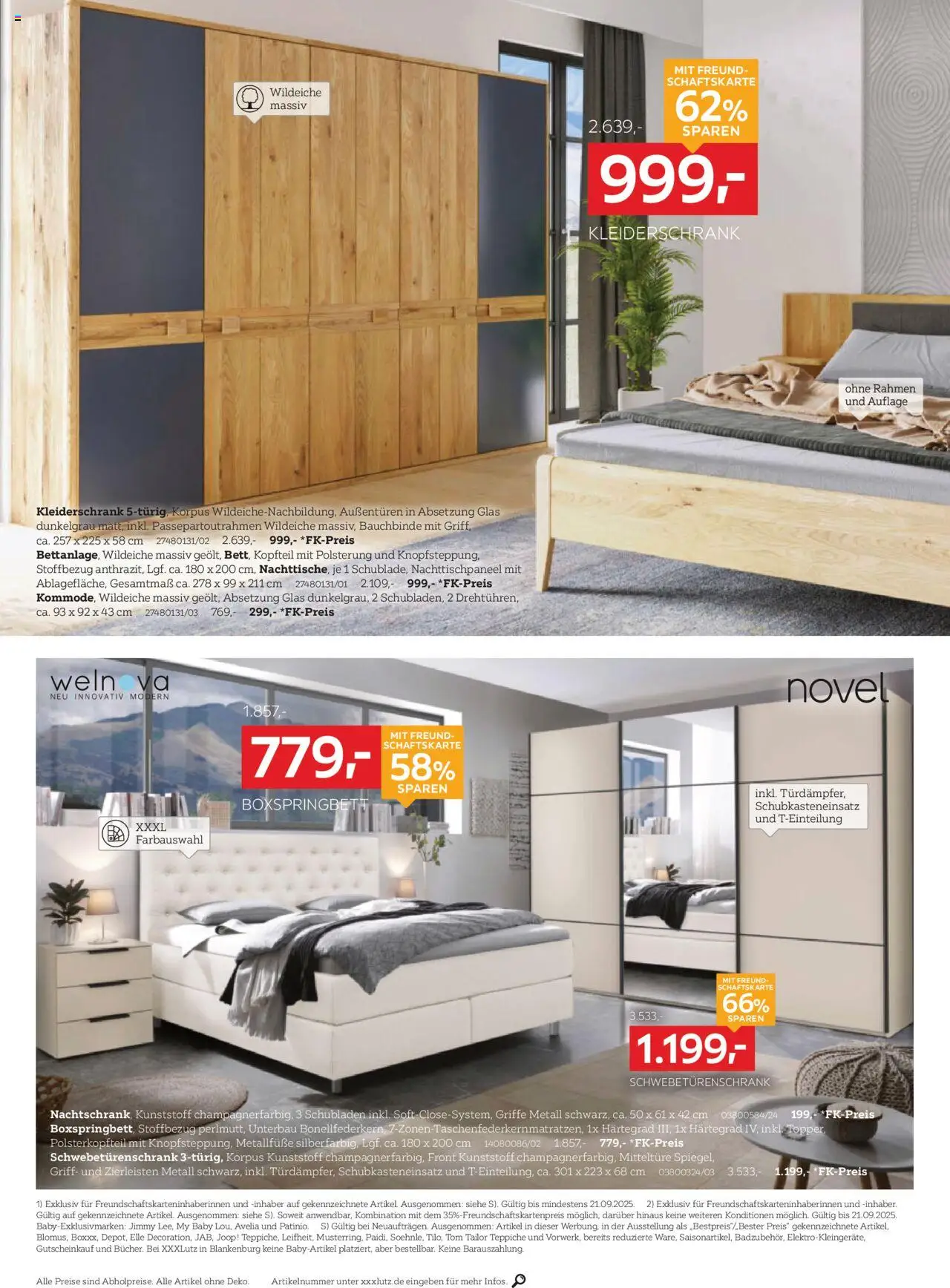 XXXL Lutz Prospekt 	 – gültig ab 08.09.2025 | Seite: 4 | Produkte: Kleiderschrank, Schwebetürenschrank, Boxspringbett