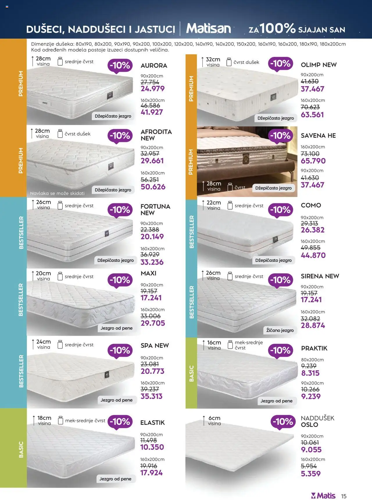 Matis katalog - važi od 01.01.2025 | Strana: 15 | Proizvode: Dušek, Naddušeci