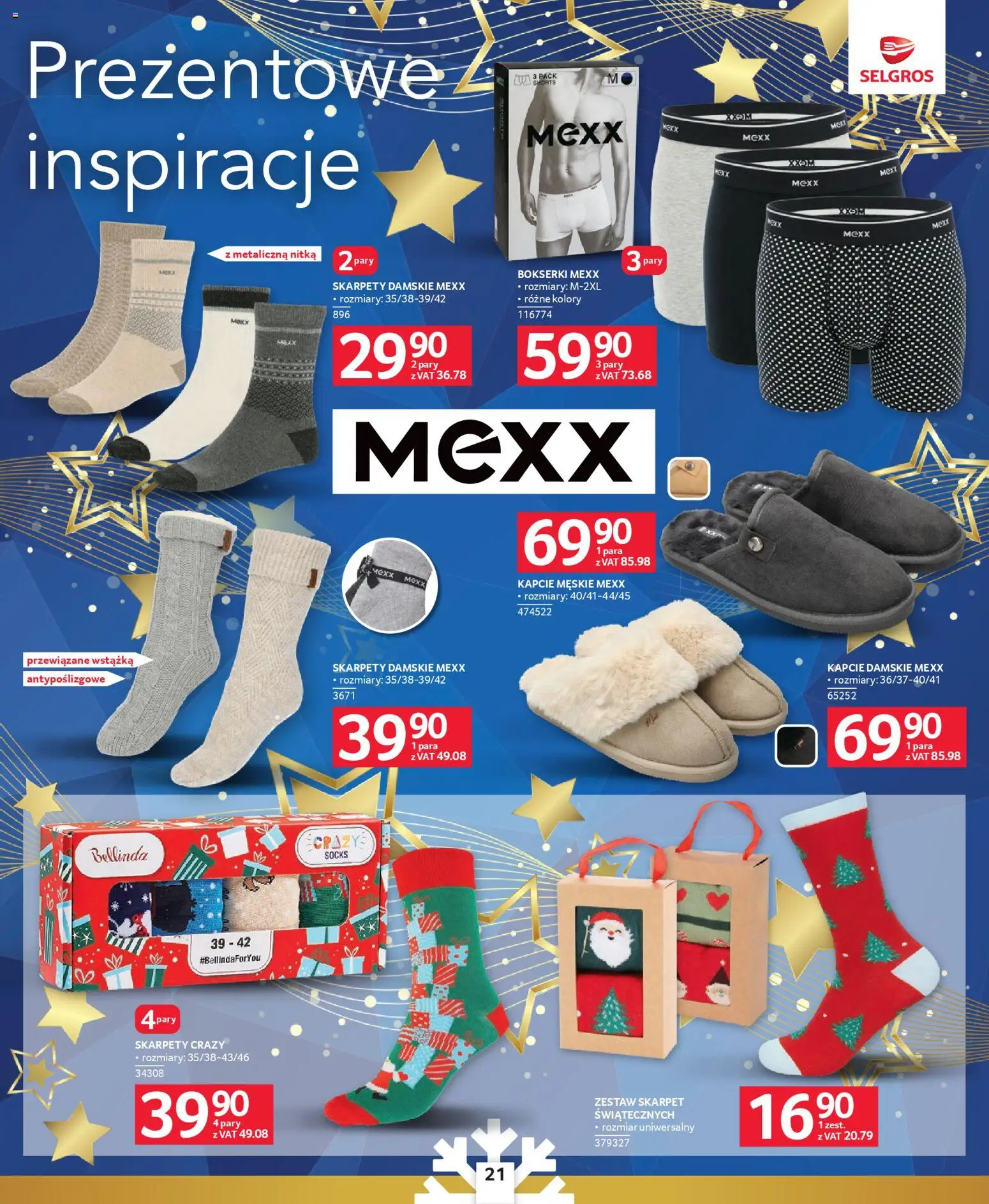 Selgros cash&carry Gazetka - Prezenty od 04.12.2025 | Strona: 17 | Produkty: Skarpety, Bokserki, Skarpety damskie, Kapcie