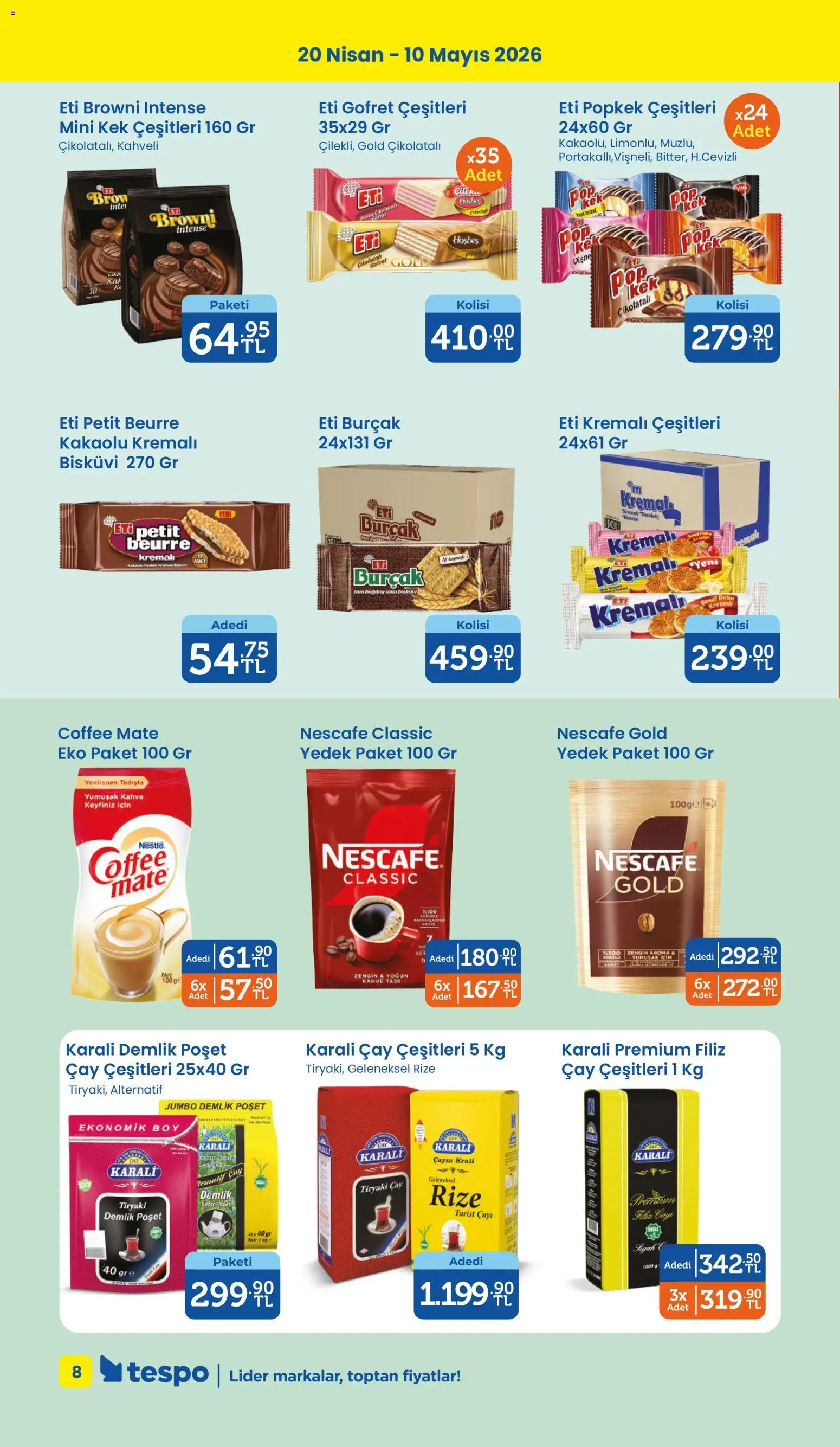 Tespo Katalog - 20.04.2026 tarihinden itibaren geçerlidir | Sayfa: 8 | Ürünler: Gofret, Kahve, Demlik, Bisküvi