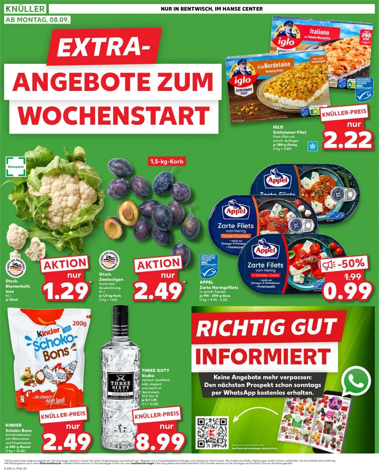 Kaufland prospekt Rostock	 – gültig ab 04.09.2025 | Seite: 8 | Produkte: Iglo, Zwetschgen, Vodka, Iglo schlemmerfilet